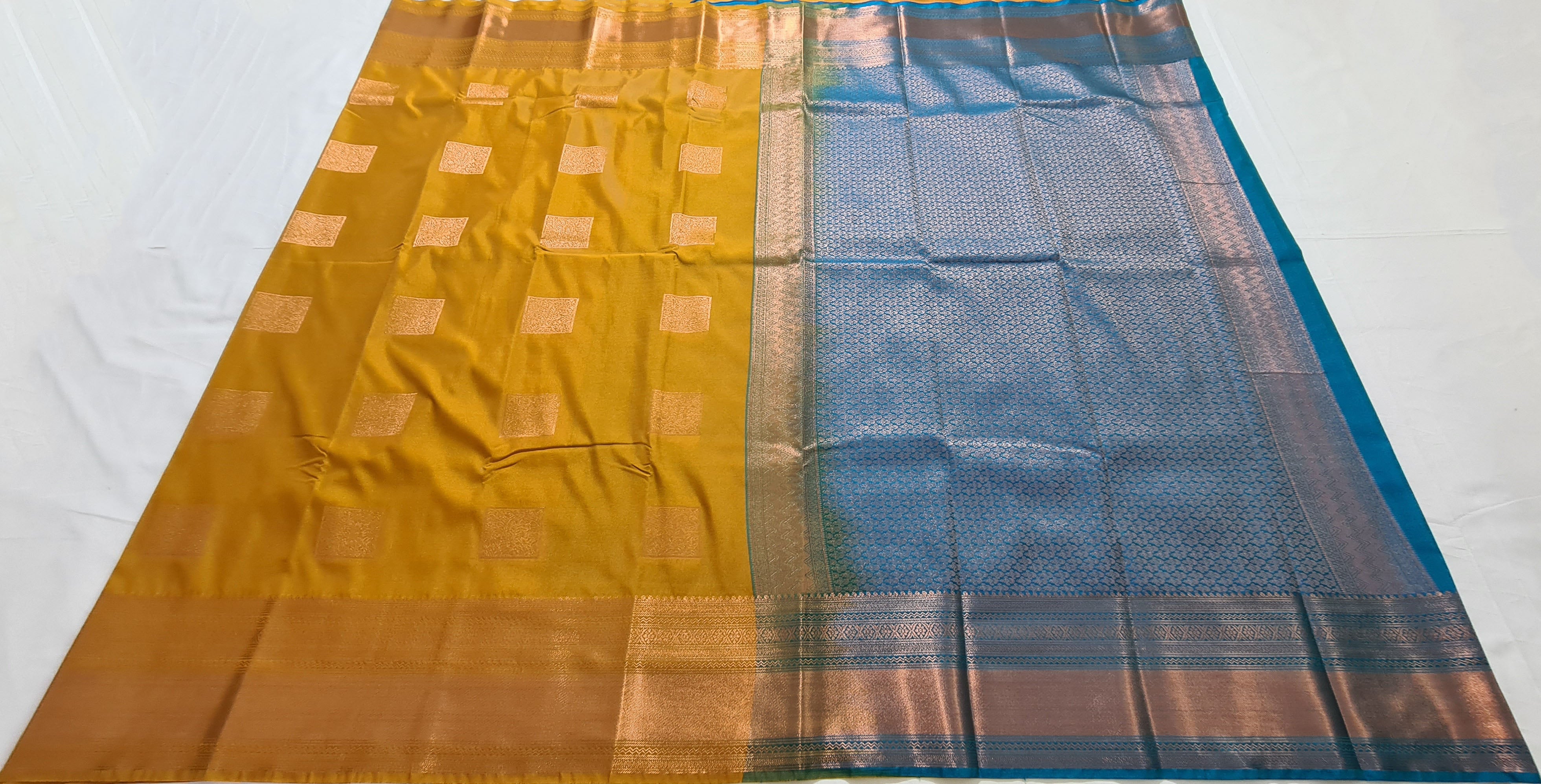 Kanchi Vegan Silk Saree With Contrast Blouse and Rich Jari Pallu