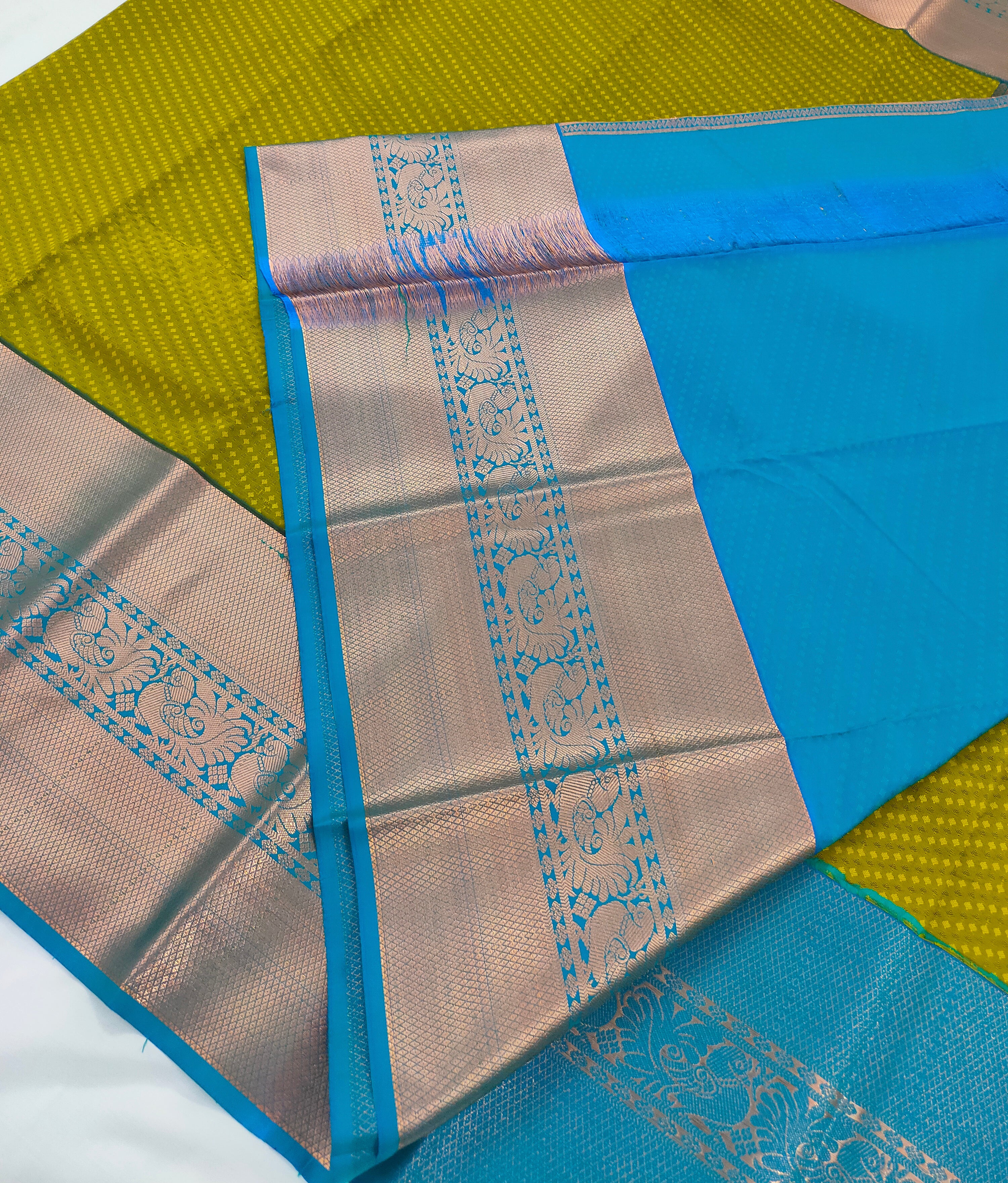 Kanchi Vegan Silk Saree with Contrast Blouse and Rich Jari Pallu