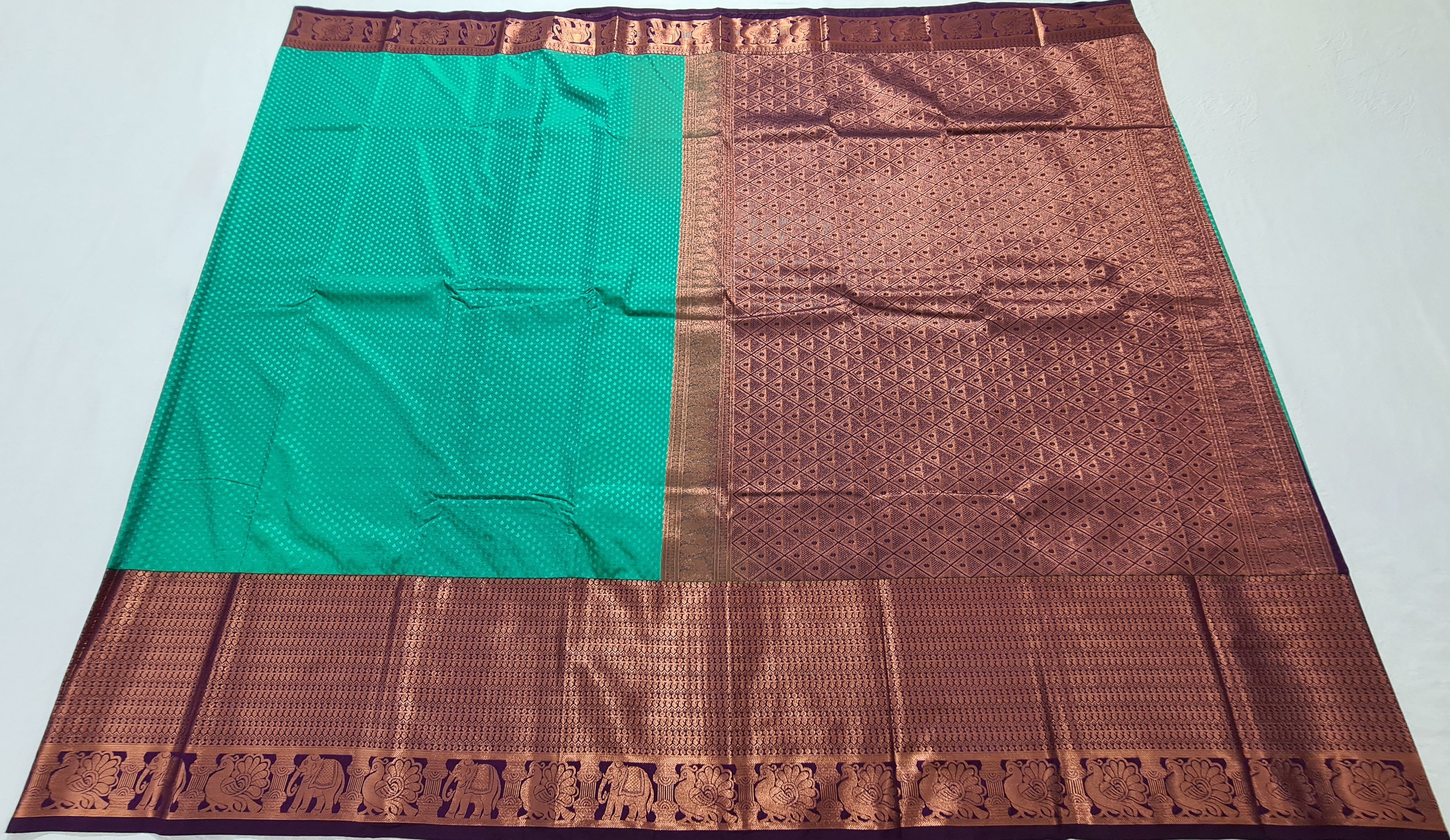 Kanchi Vegan Silk Saree With Contrast Blouse and Rich Jari Pallu