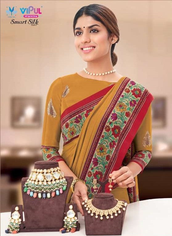 Vipul Presents Smart Silk Vol-2 Crape Printed Uniform style Sarees Collection