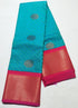 Kanchi Vegan Silk Saree With Contrast Blouse and Rich Jari Pallu