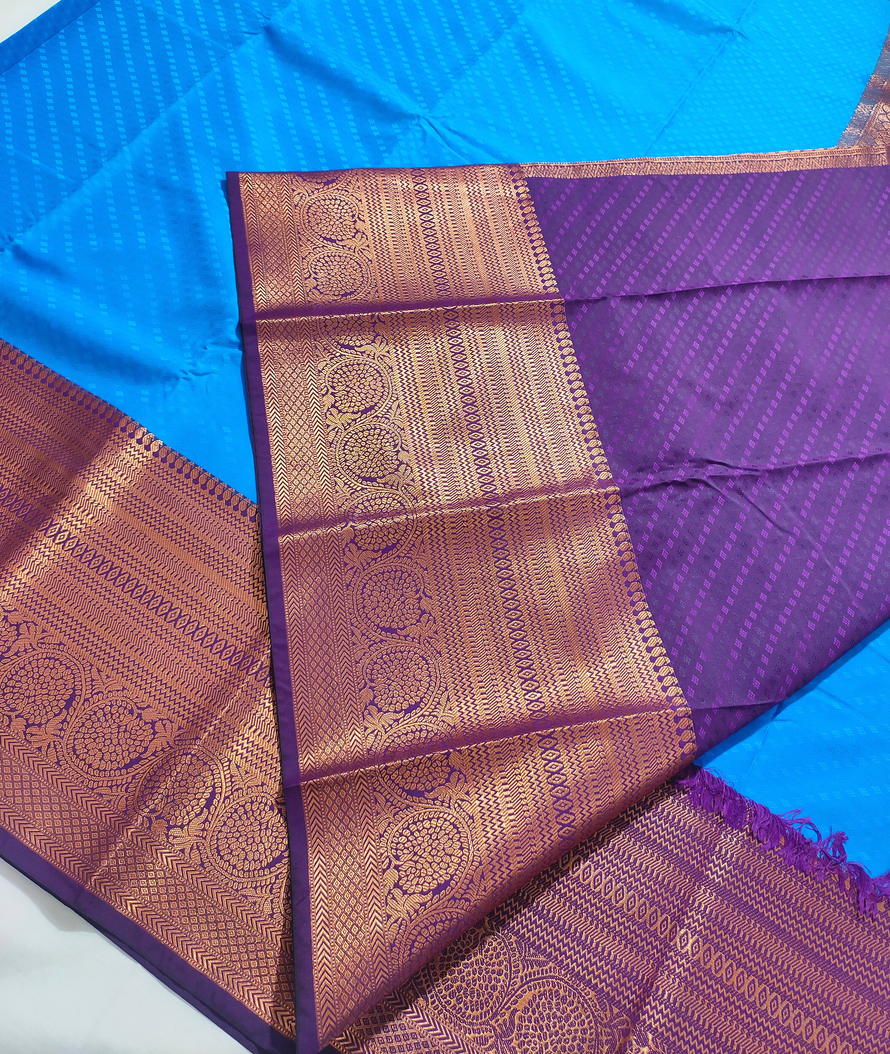 Kanchi Vegan Silk Saree with Contrast Blouse and Rich Jari Pallu