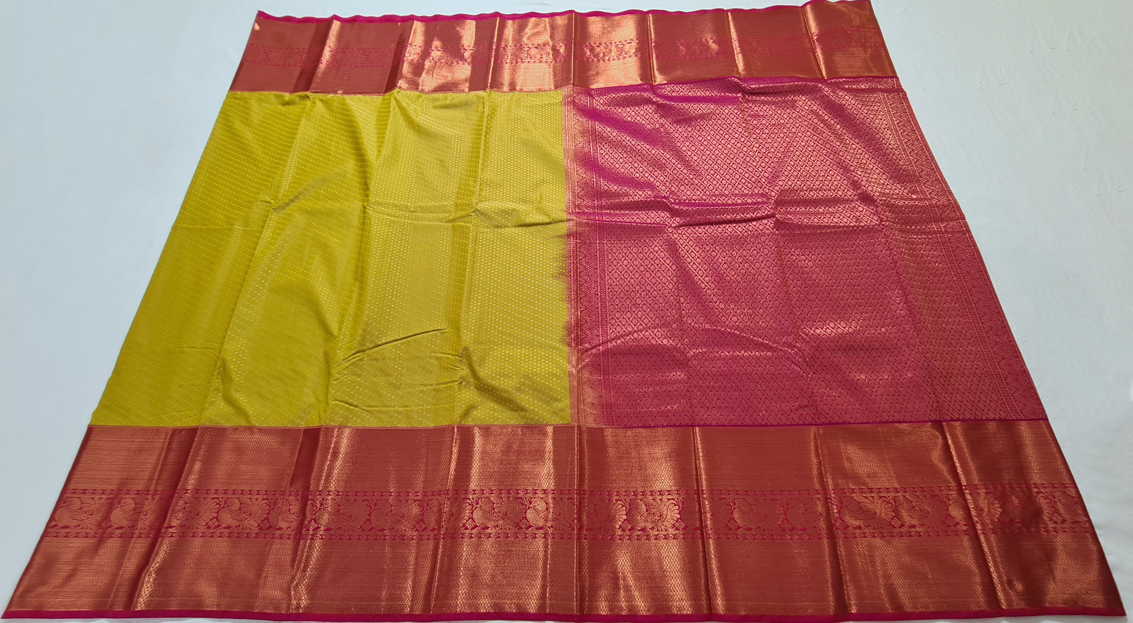 Kanchi Vegan Silk Saree With Contrast Blouse and Rich Jari Pallu