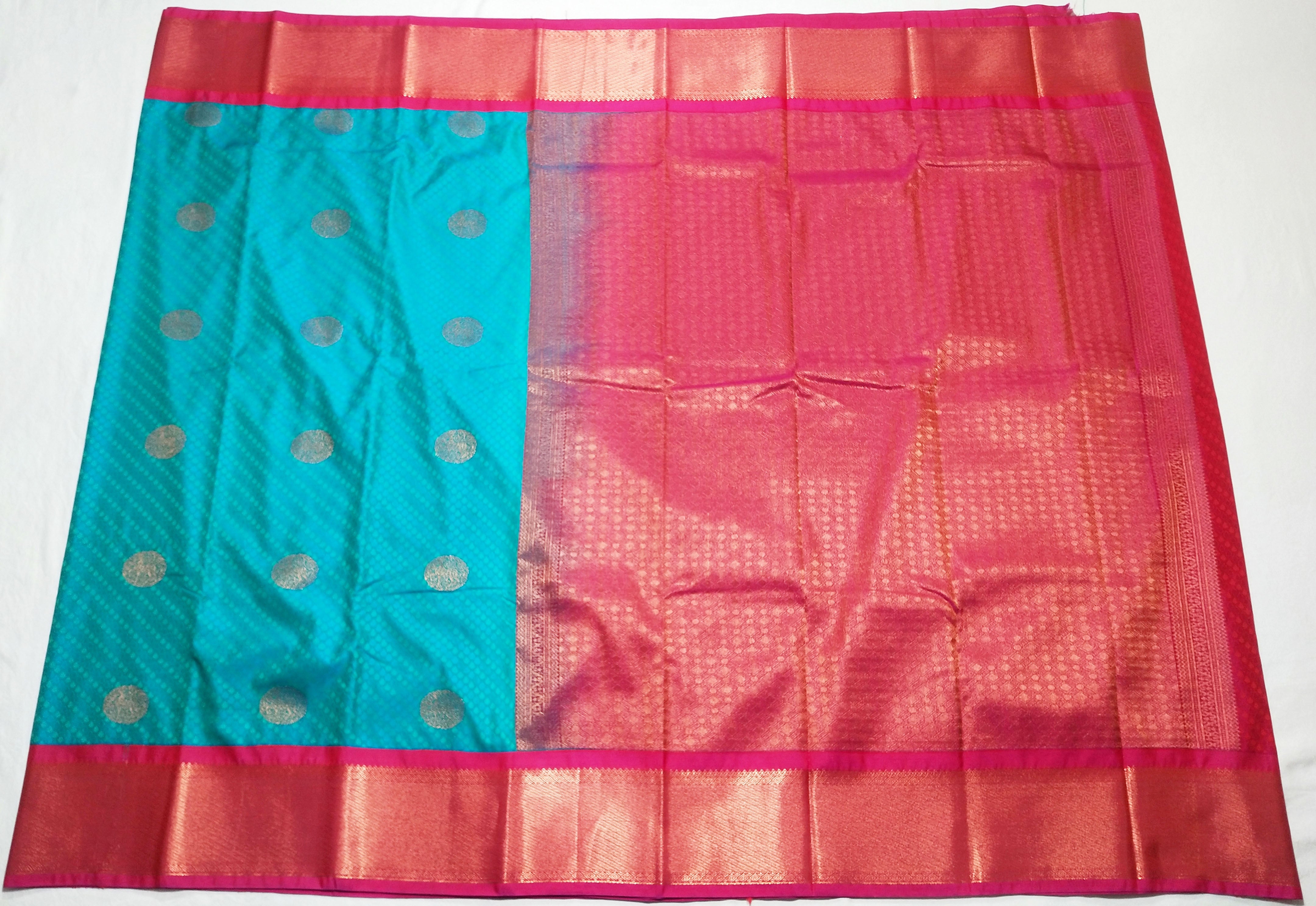 Kanchi Vegan Silk Saree With Contrast Blouse and Rich Jari Pallu