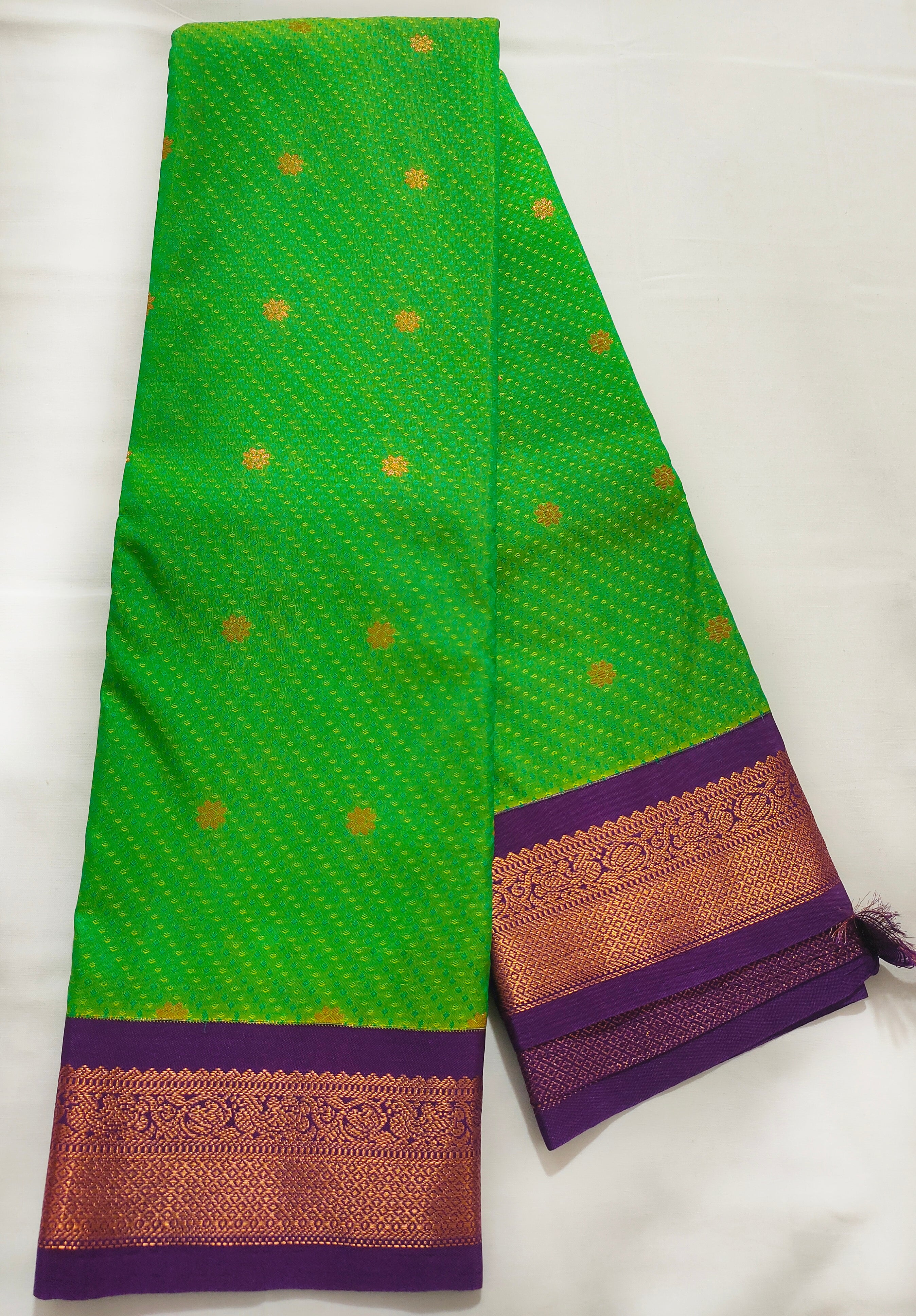 Kanchi Vegan Silk Saree with Contrast Blouse and Rich Jari Pallu