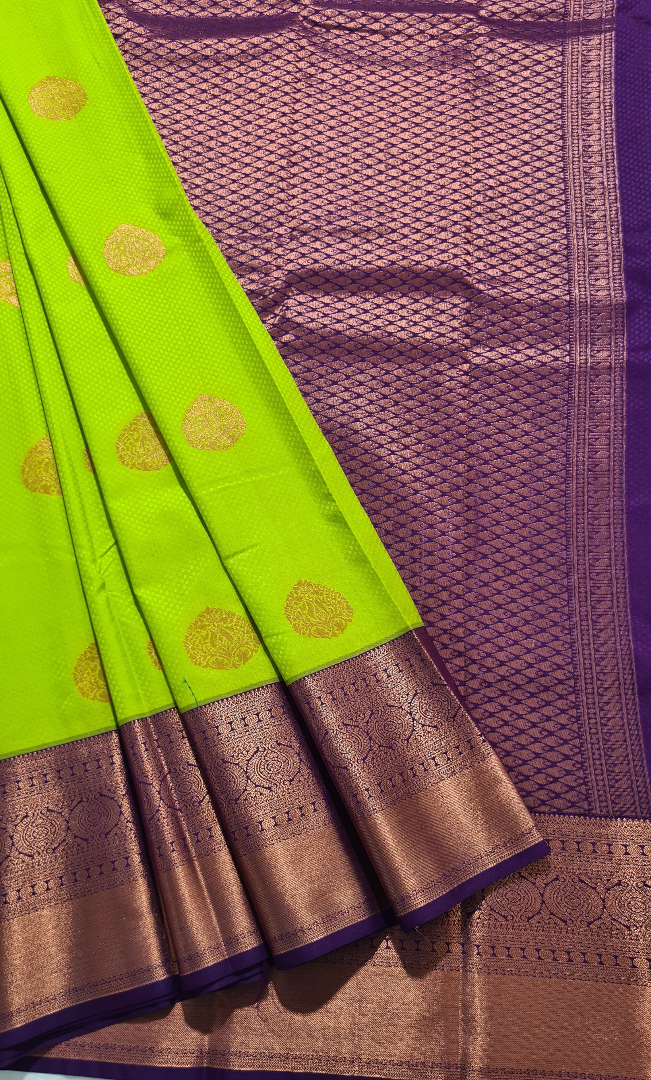 Kanchi Vegan Silk Saree With Contrast Blouse and Rich Jari Pallu
