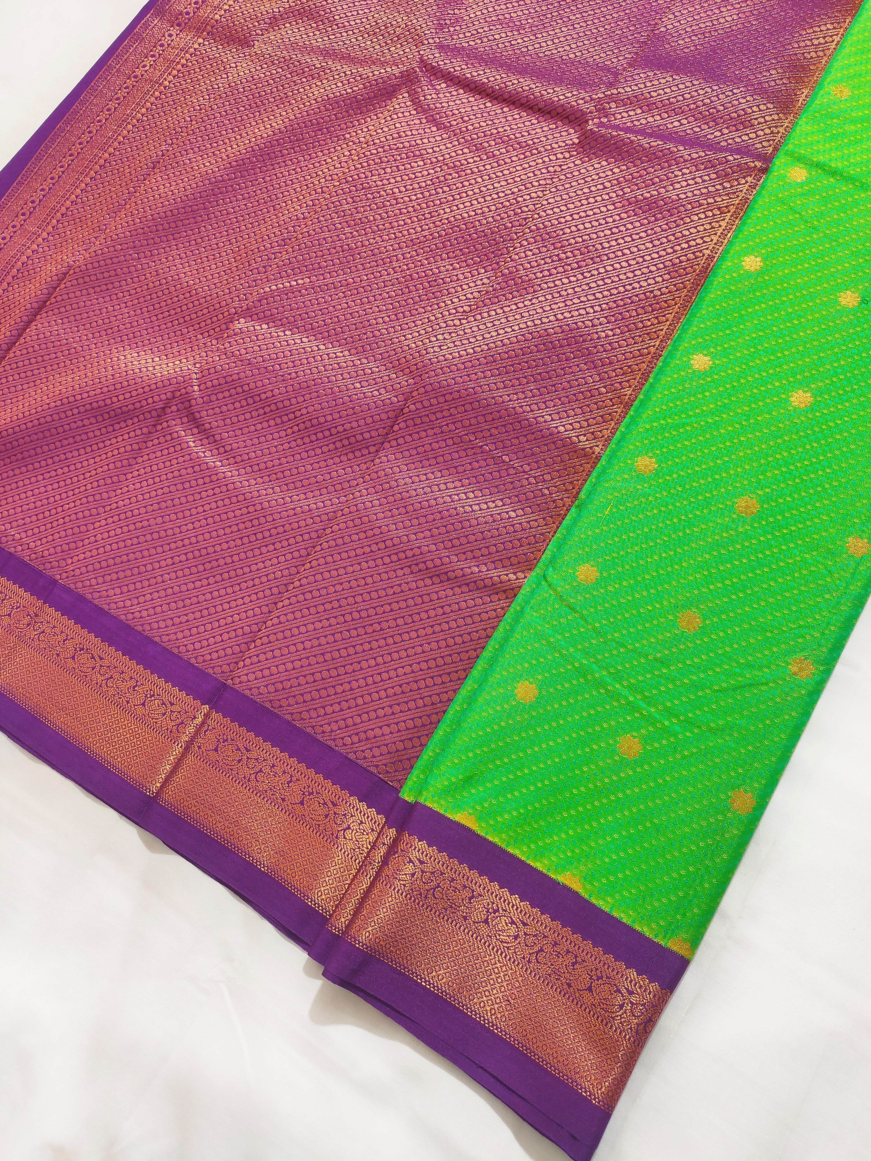 Kanchi Vegan Silk Saree with Contrast Blouse and Rich Jari Pallu