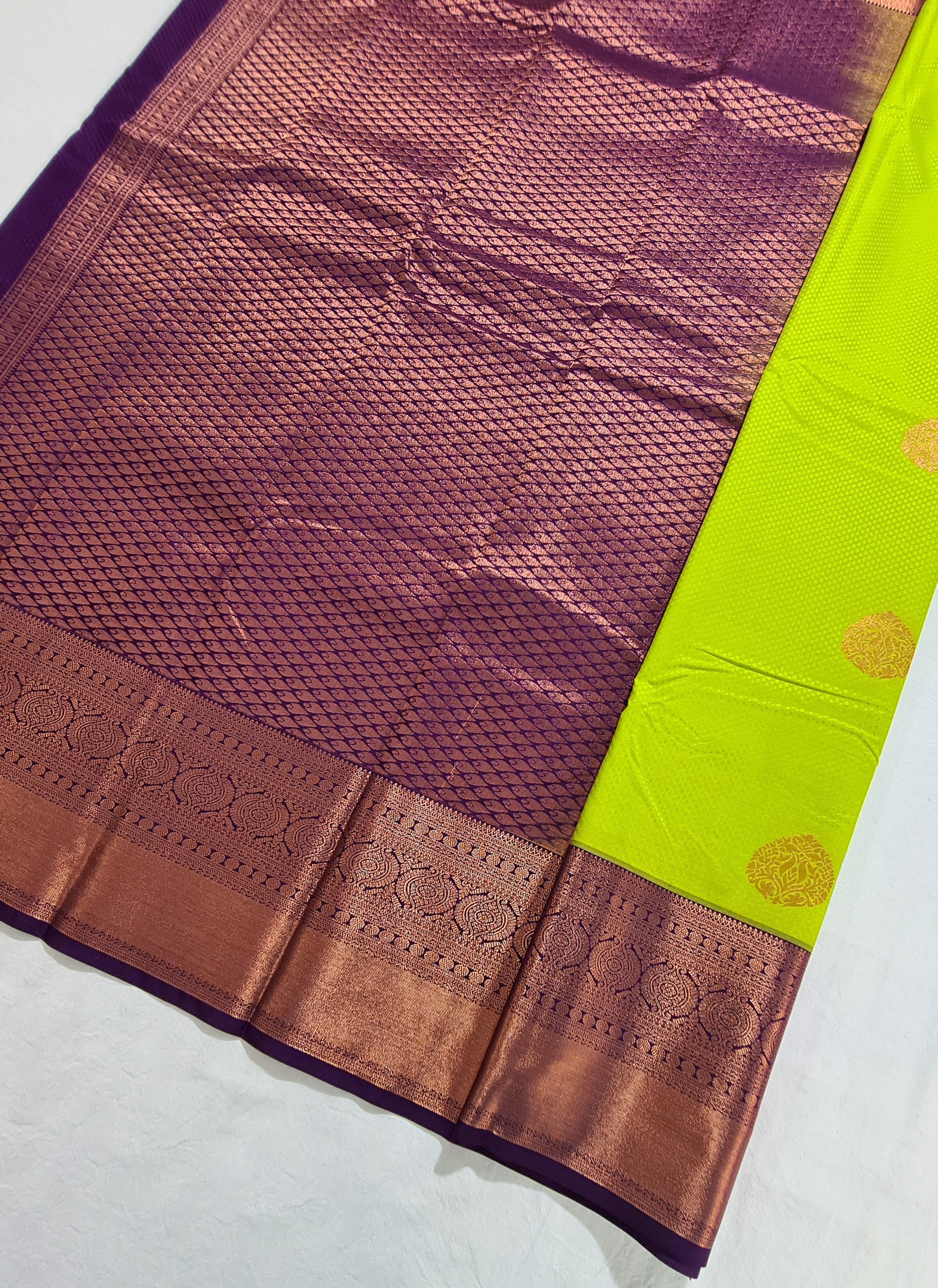 Kanchi Vegan Silk Saree With Contrast Blouse and Rich Jari Pallu