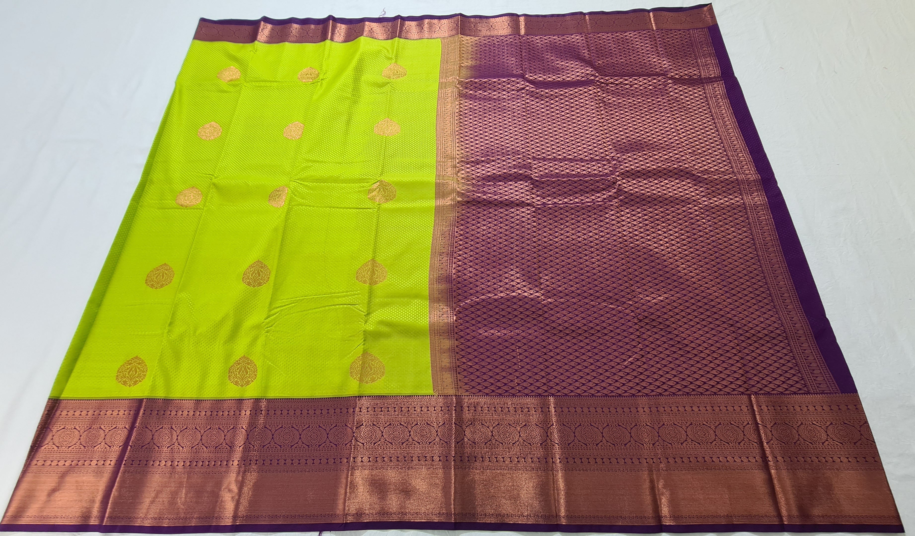 Kanchi Vegan Silk Saree With Contrast Blouse and Rich Jari Pallu