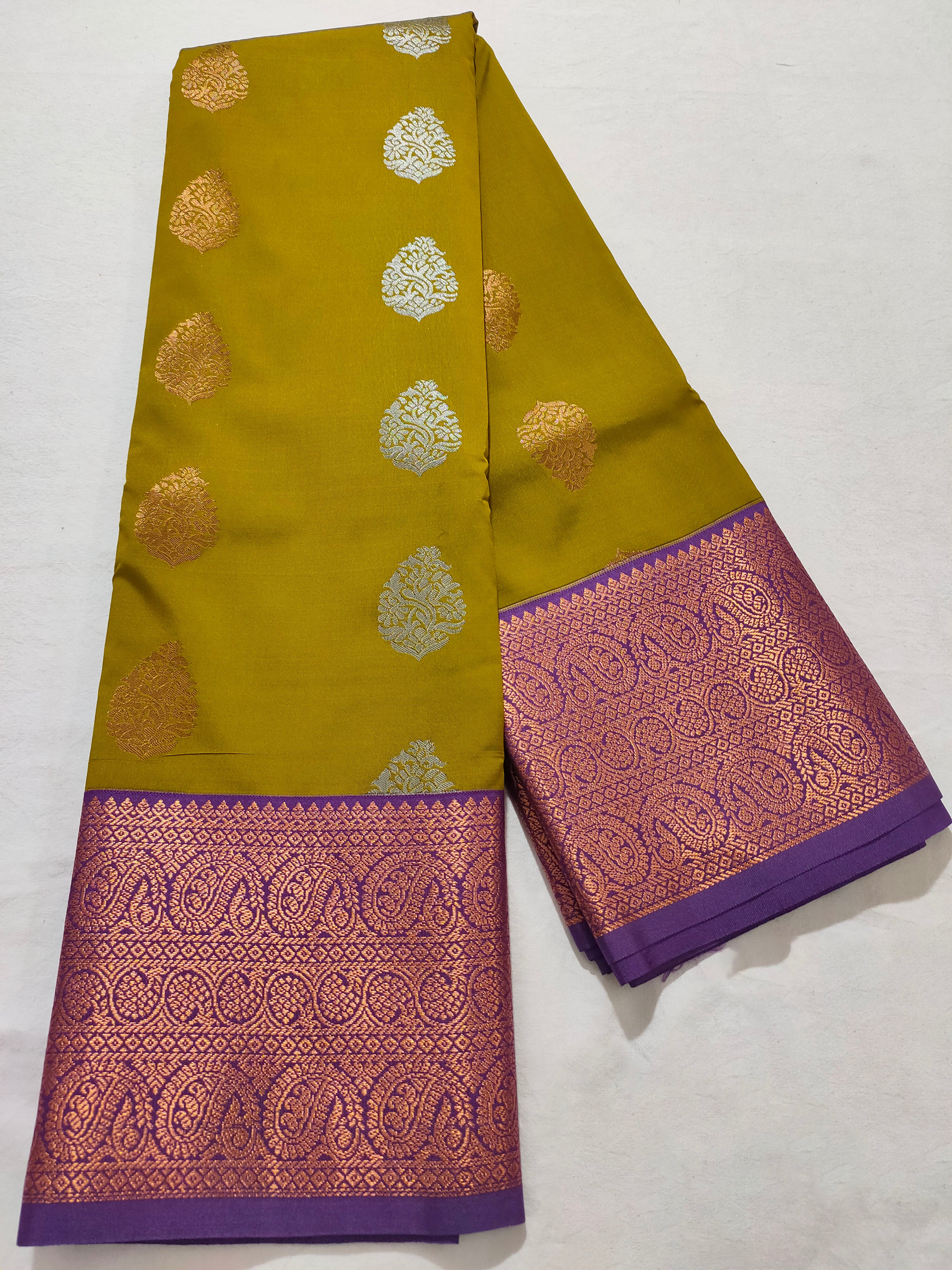 Kanchi Vegan Silk Saree With Contrast Blouse and Rich Jari Pallu