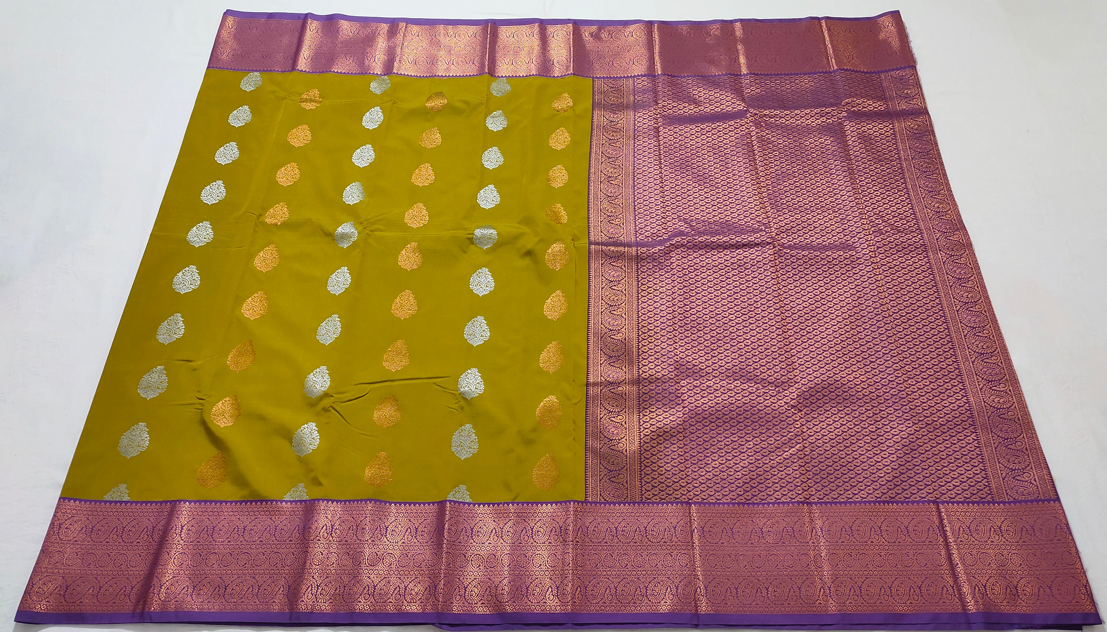 Kanchi Vegan Silk Saree With Contrast Blouse and Rich Jari Pallu