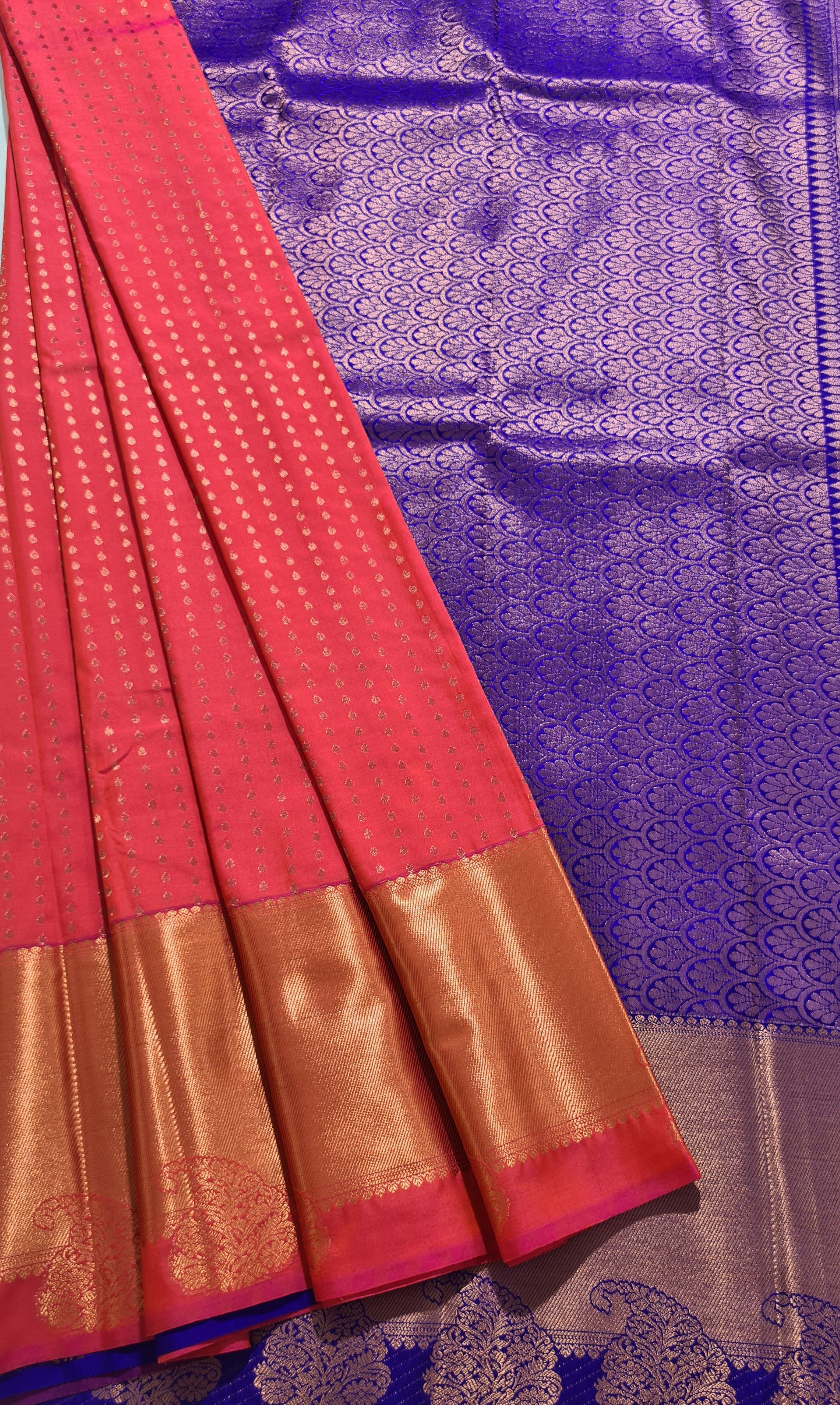 Kanchi Vegan Silk Saree With Contrast Blouse and Rich Jari Pallu