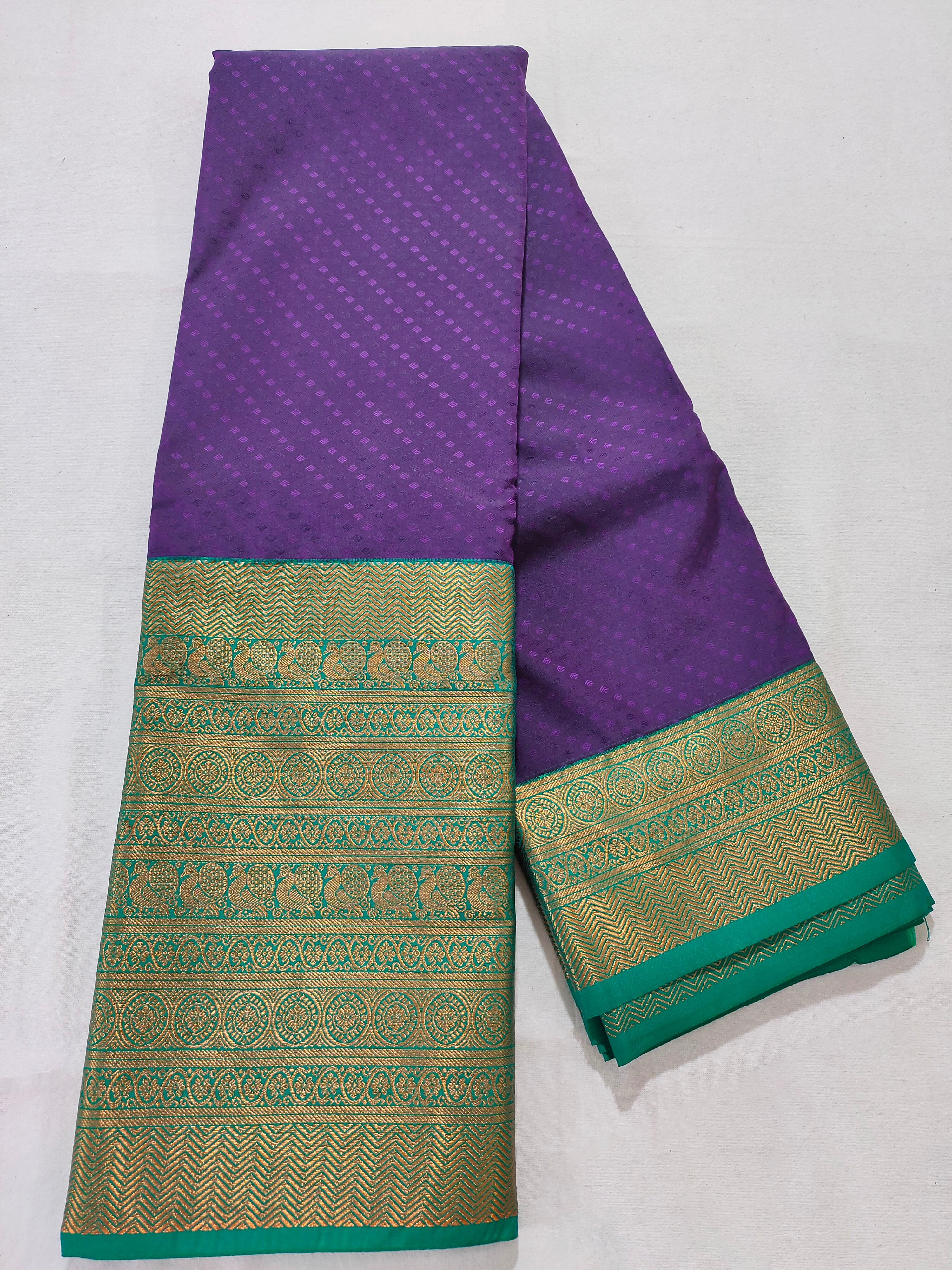 Kanchi Vegan Silk Saree With Contrast Blouse and Rich Jari Pallu