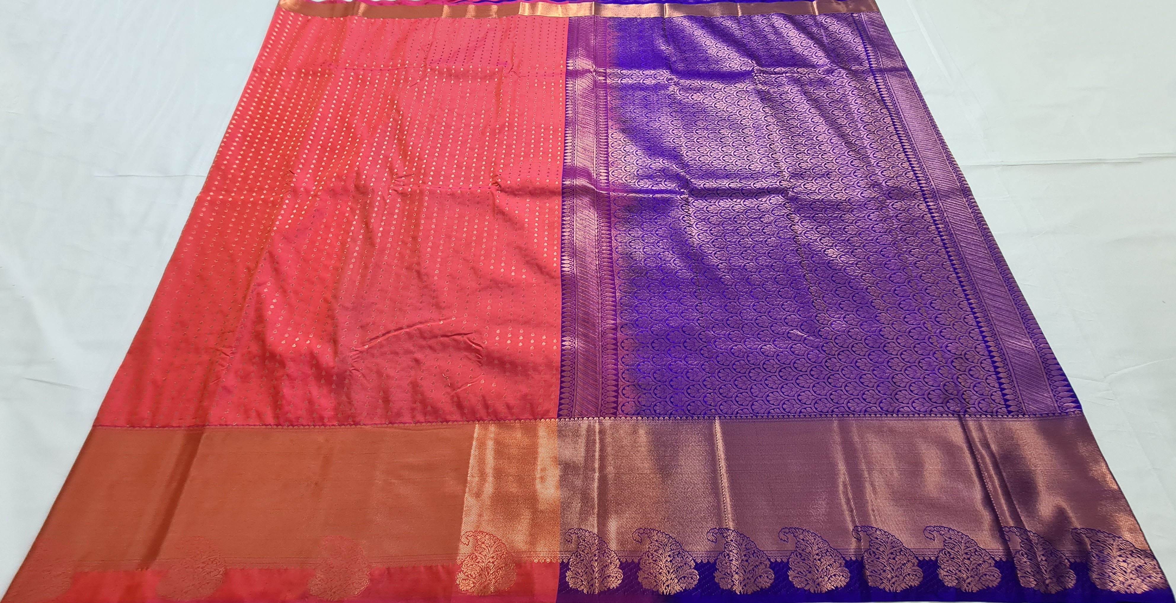 Kanchi Vegan Silk Saree With Contrast Blouse and Rich Jari Pallu