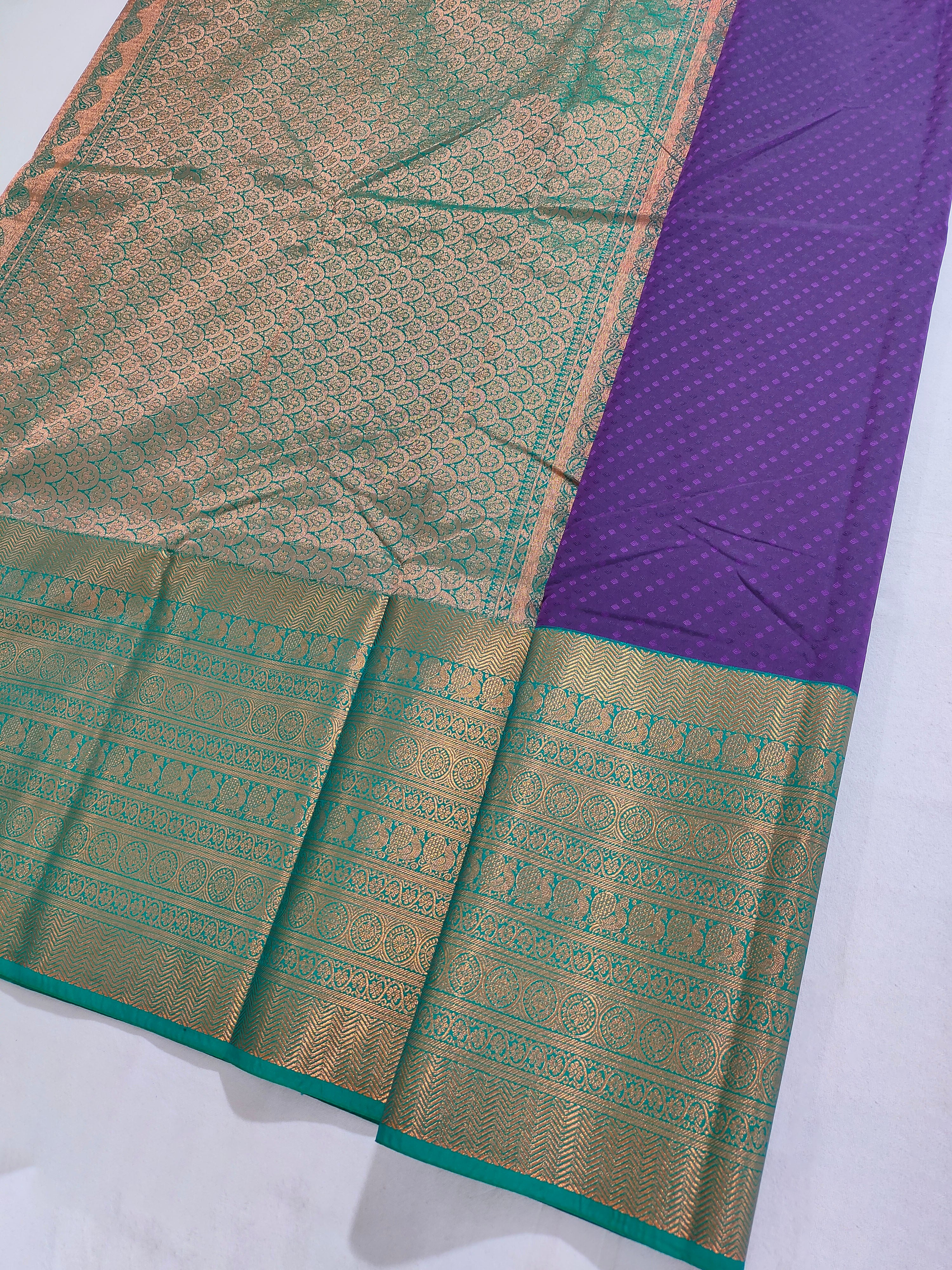 Kanchi Vegan Silk Saree With Contrast Blouse and Rich Jari Pallu