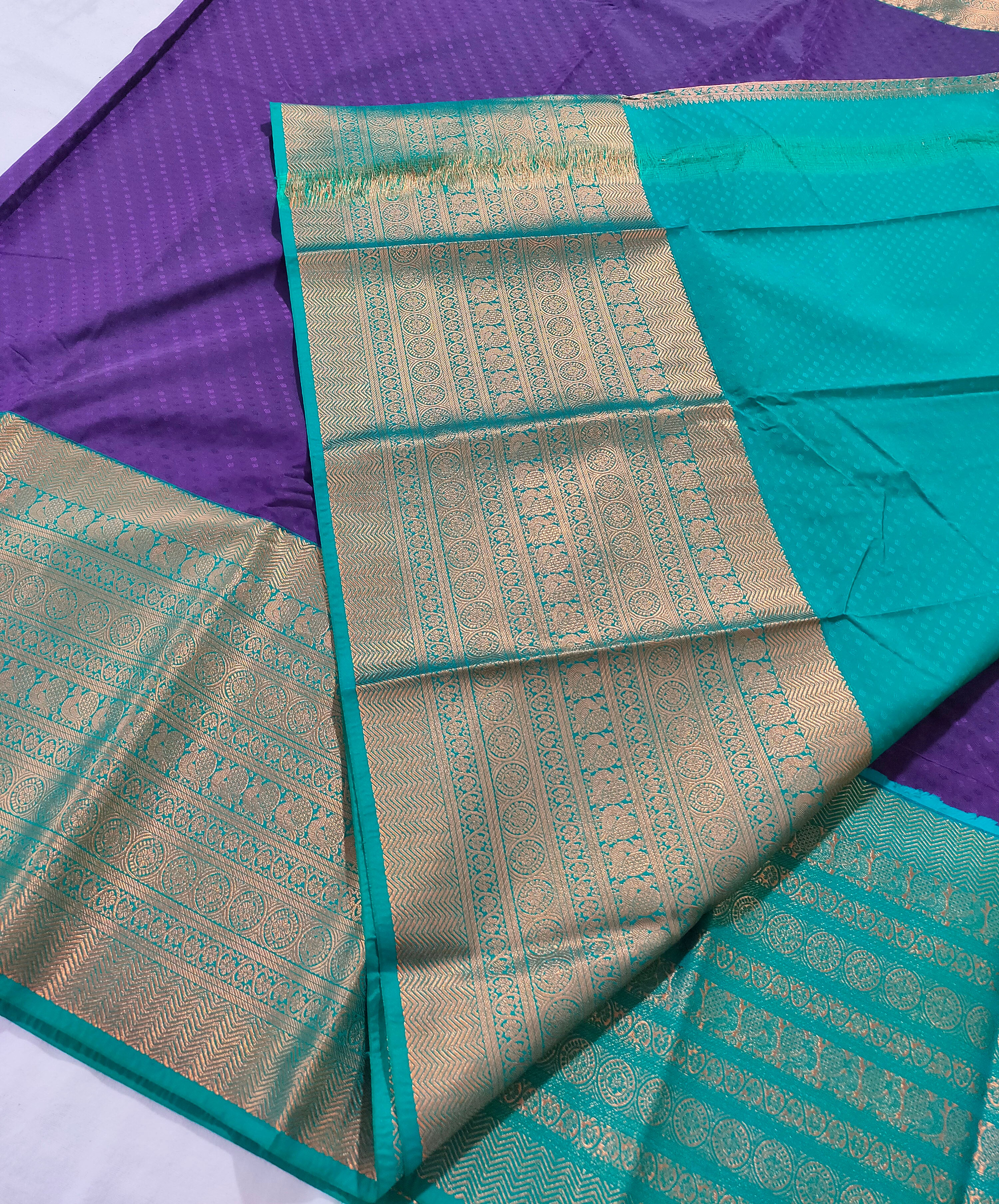Kanchi Vegan Silk Saree With Contrast Blouse and Rich Jari Pallu