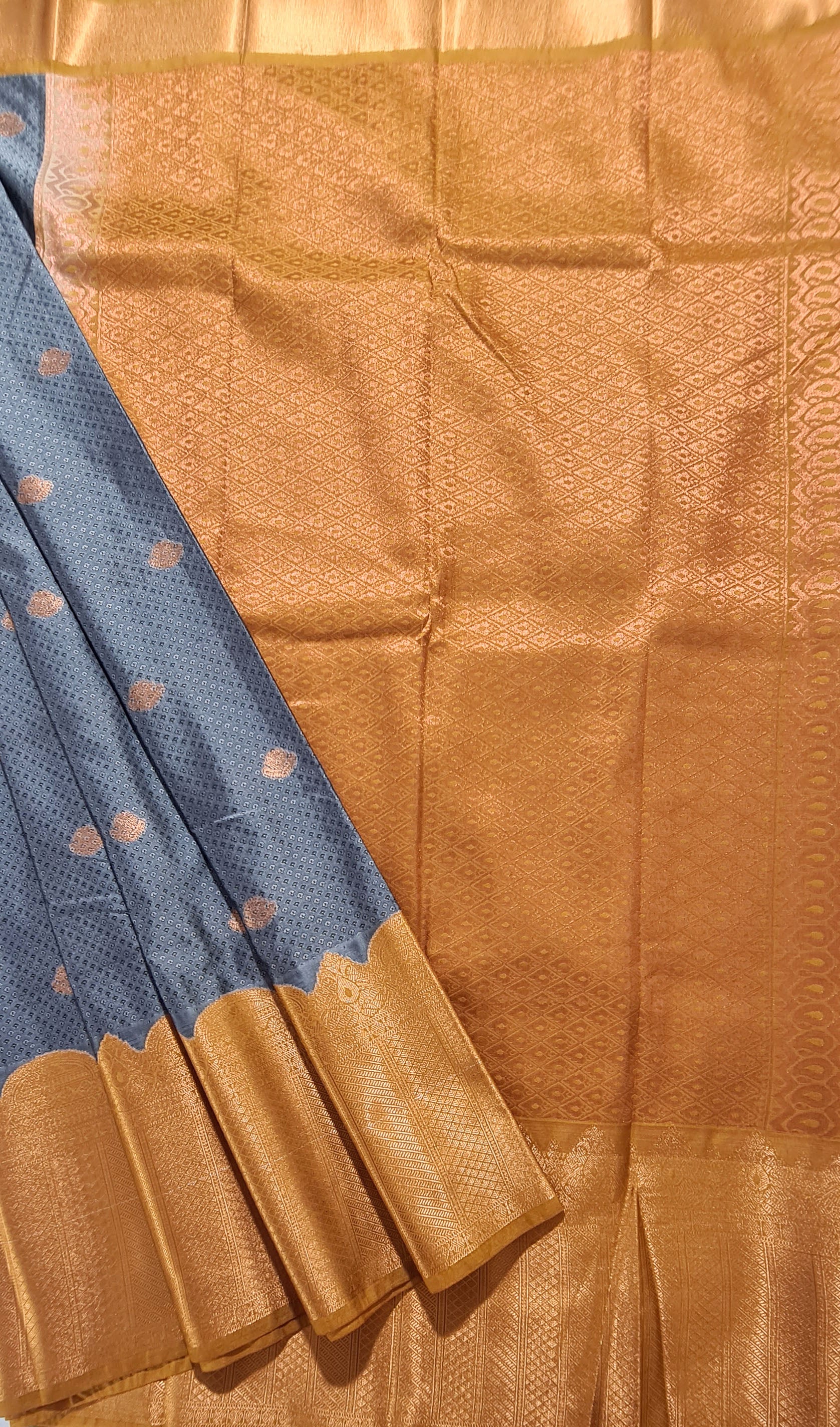 Kanchi Vegan Silk Saree With Contrast Blouse and Rich Jari Pallu