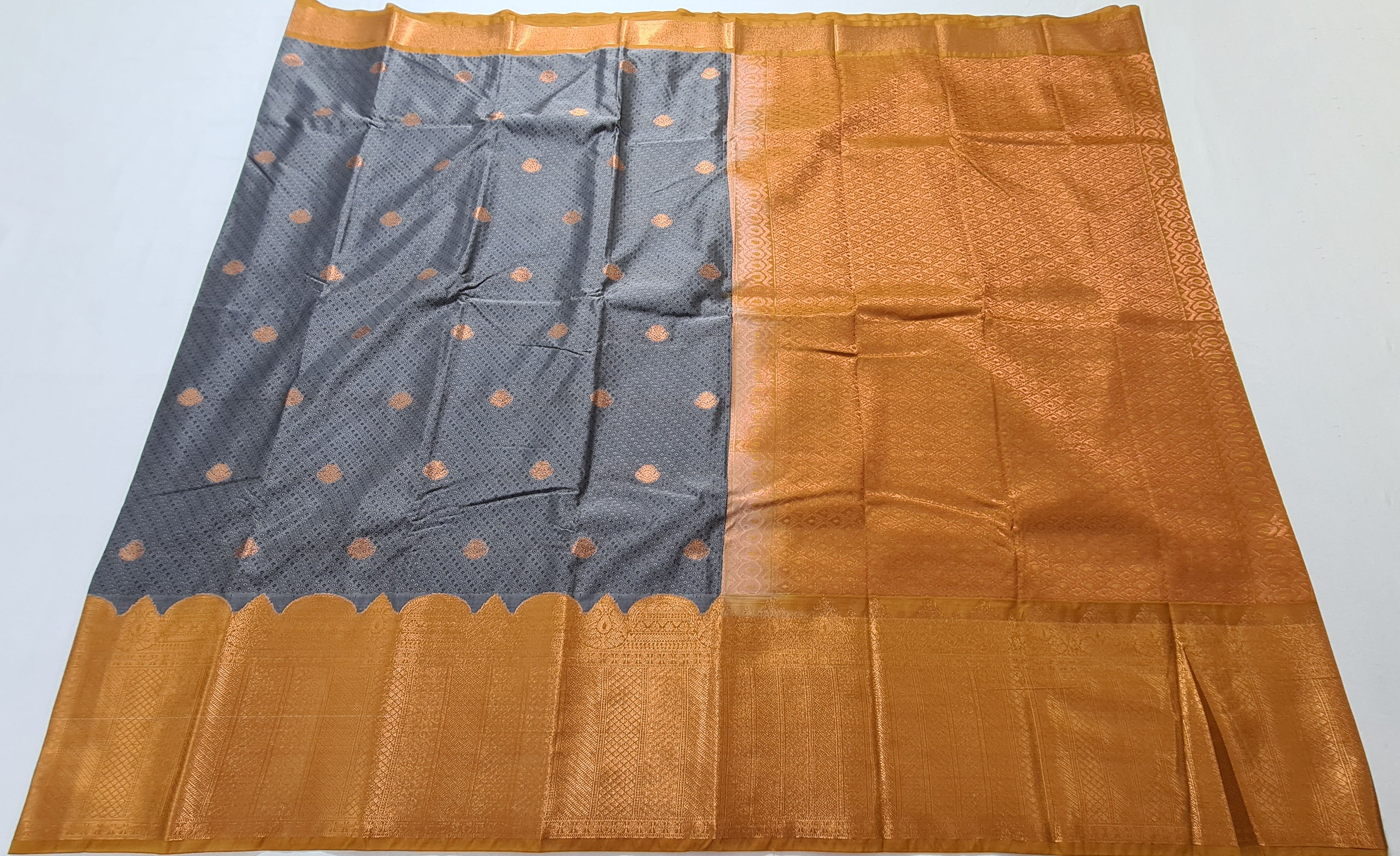 Kanchi Vegan Silk Saree With Contrast Blouse and Rich Jari Pallu