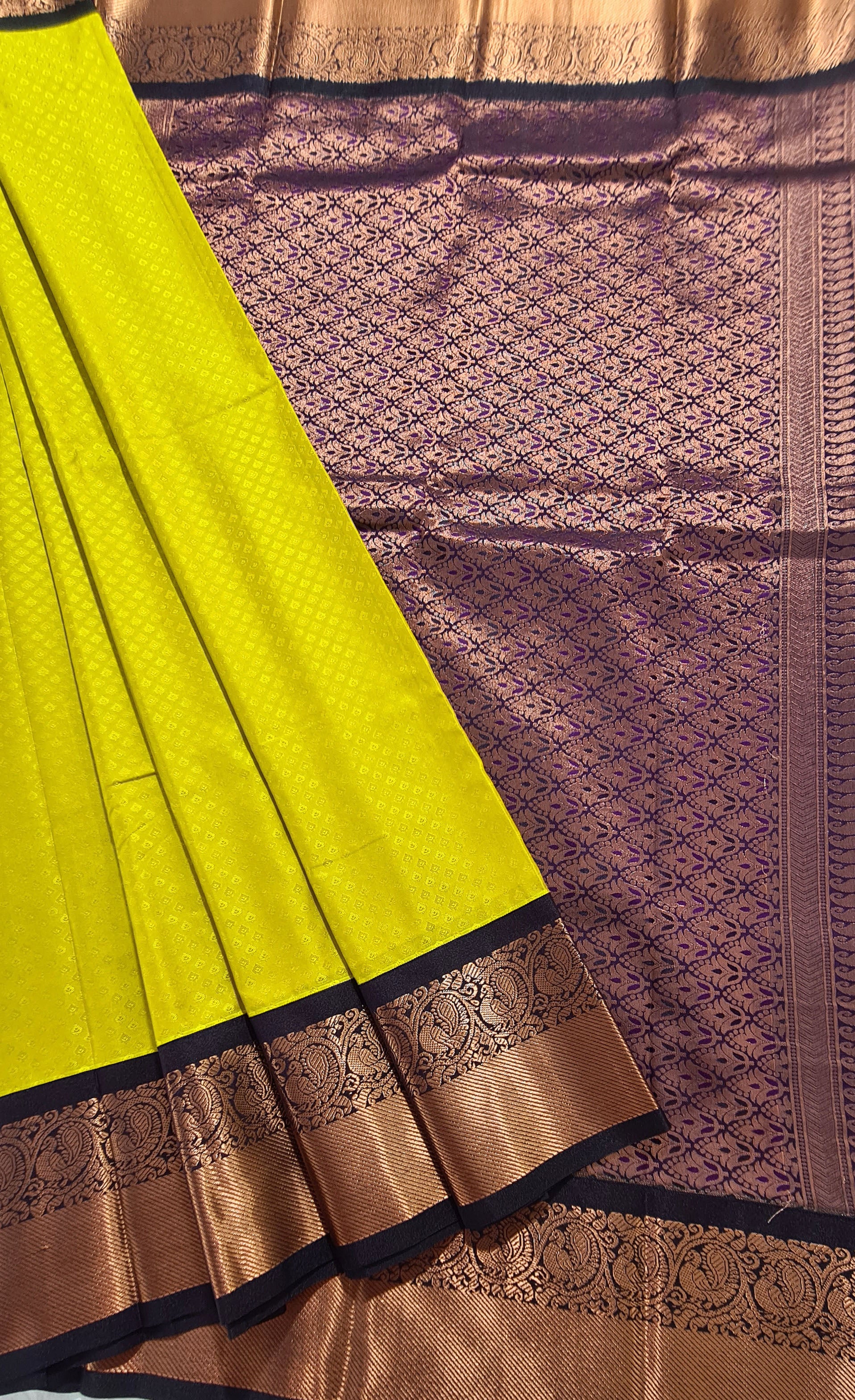 Kanchi Vegan Silk Saree With Contrast Blouse and Rich Jari Pallu