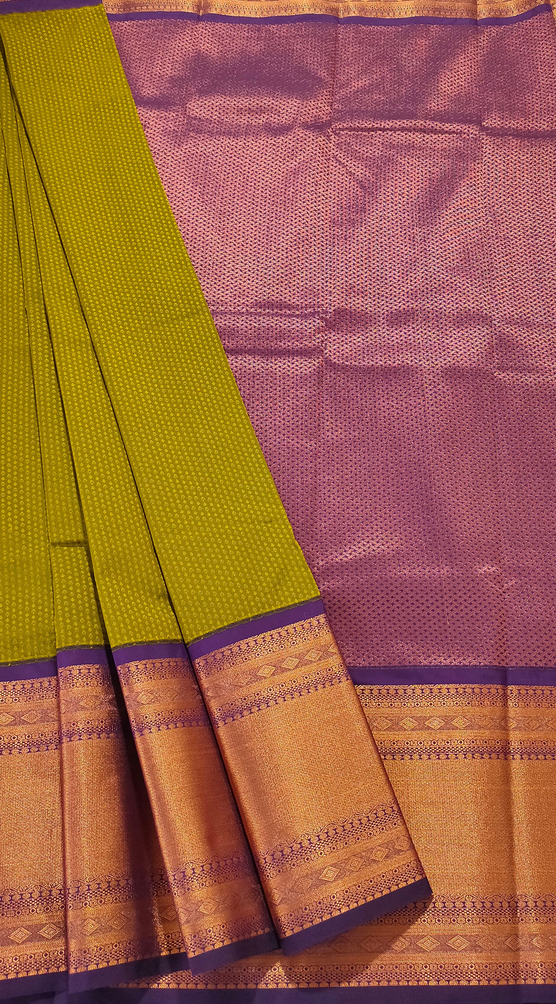 Kanchi Vegan Silk Saree With Contrast Blouse and Rich Jari Pallu