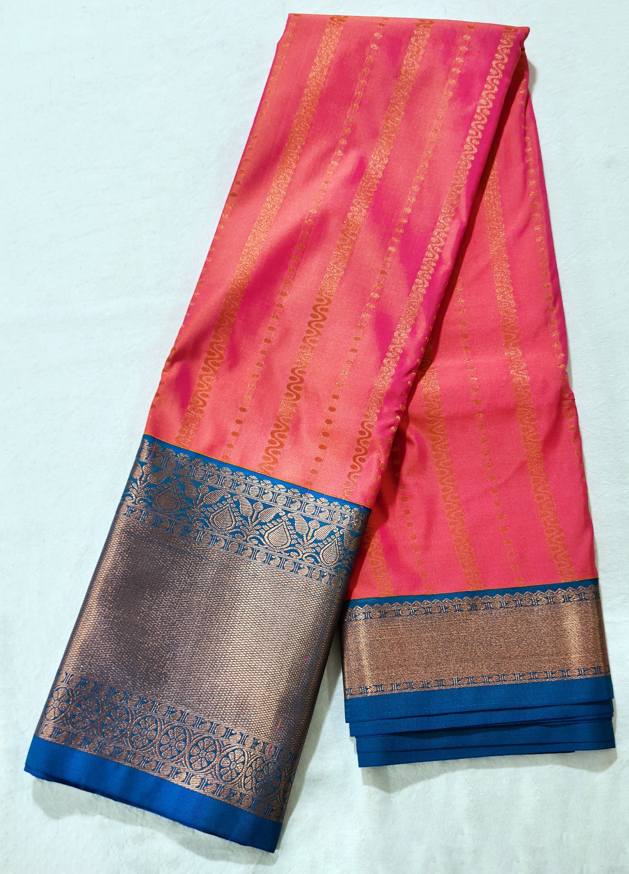 Kanchi Vegan Silk Saree With Contrast Blouse and Rich Jari Pallu