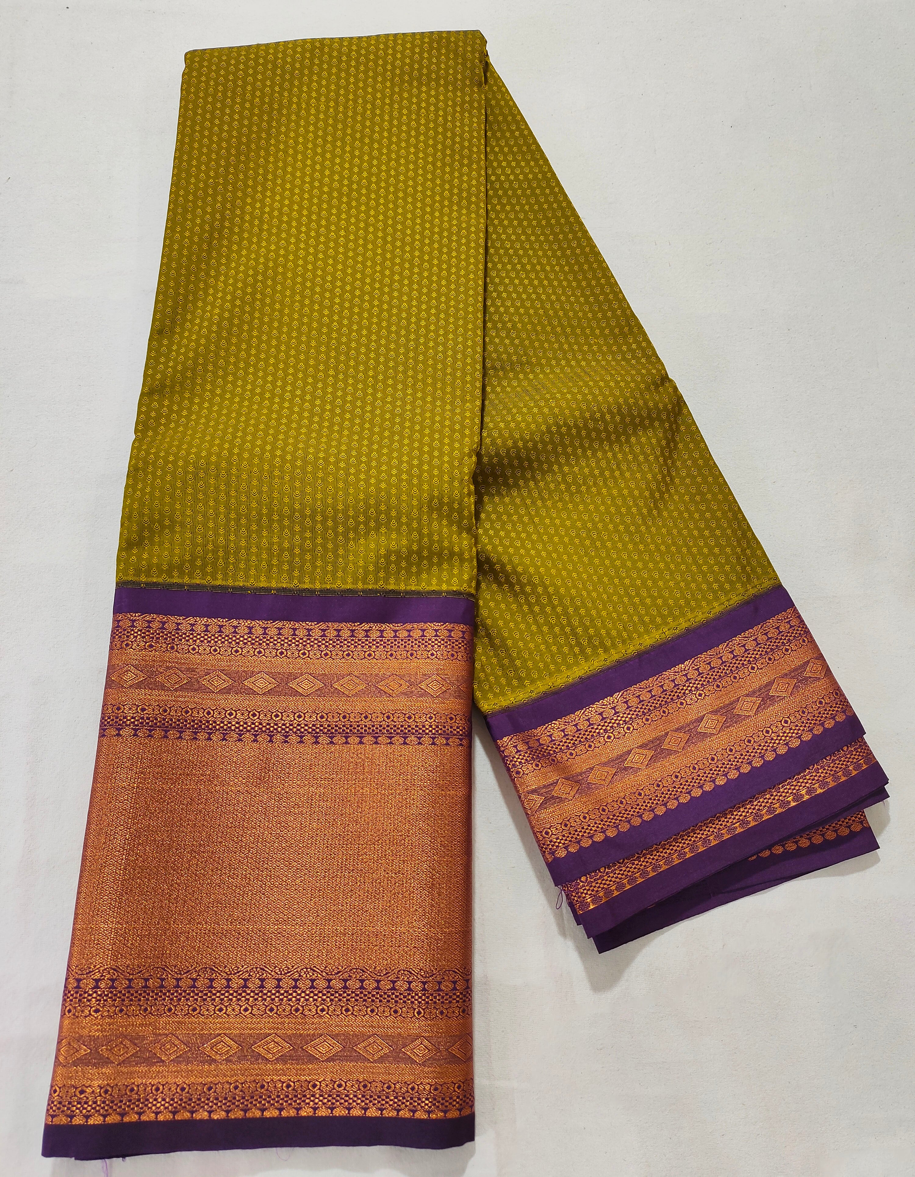 Kanchi Vegan Silk Saree With Contrast Blouse and Rich Jari Pallu