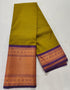 Kanchi Vegan Silk Saree With Contrast Blouse and Rich Jari Pallu