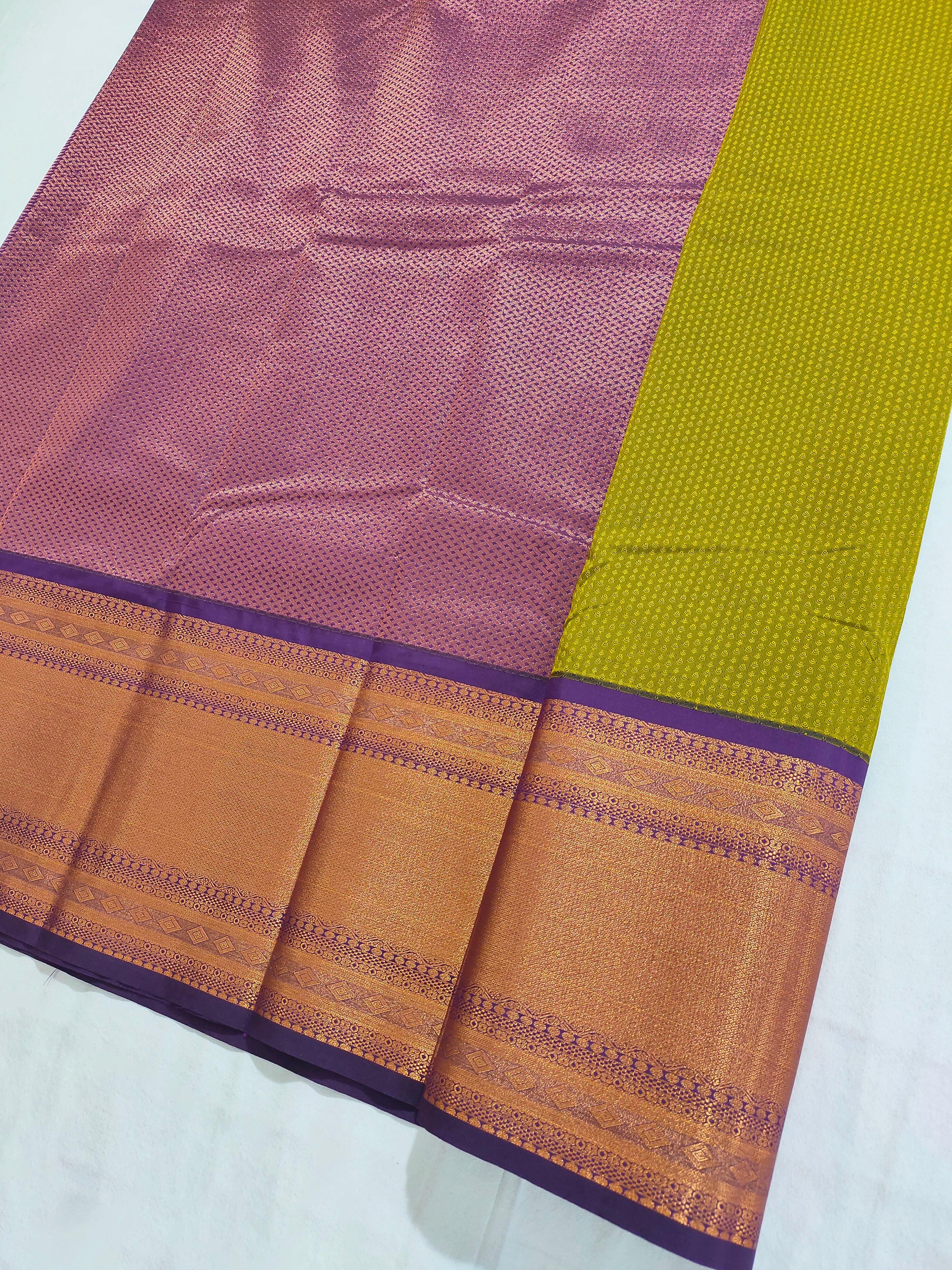 Kanchi Vegan Silk Saree With Contrast Blouse and Rich Jari Pallu