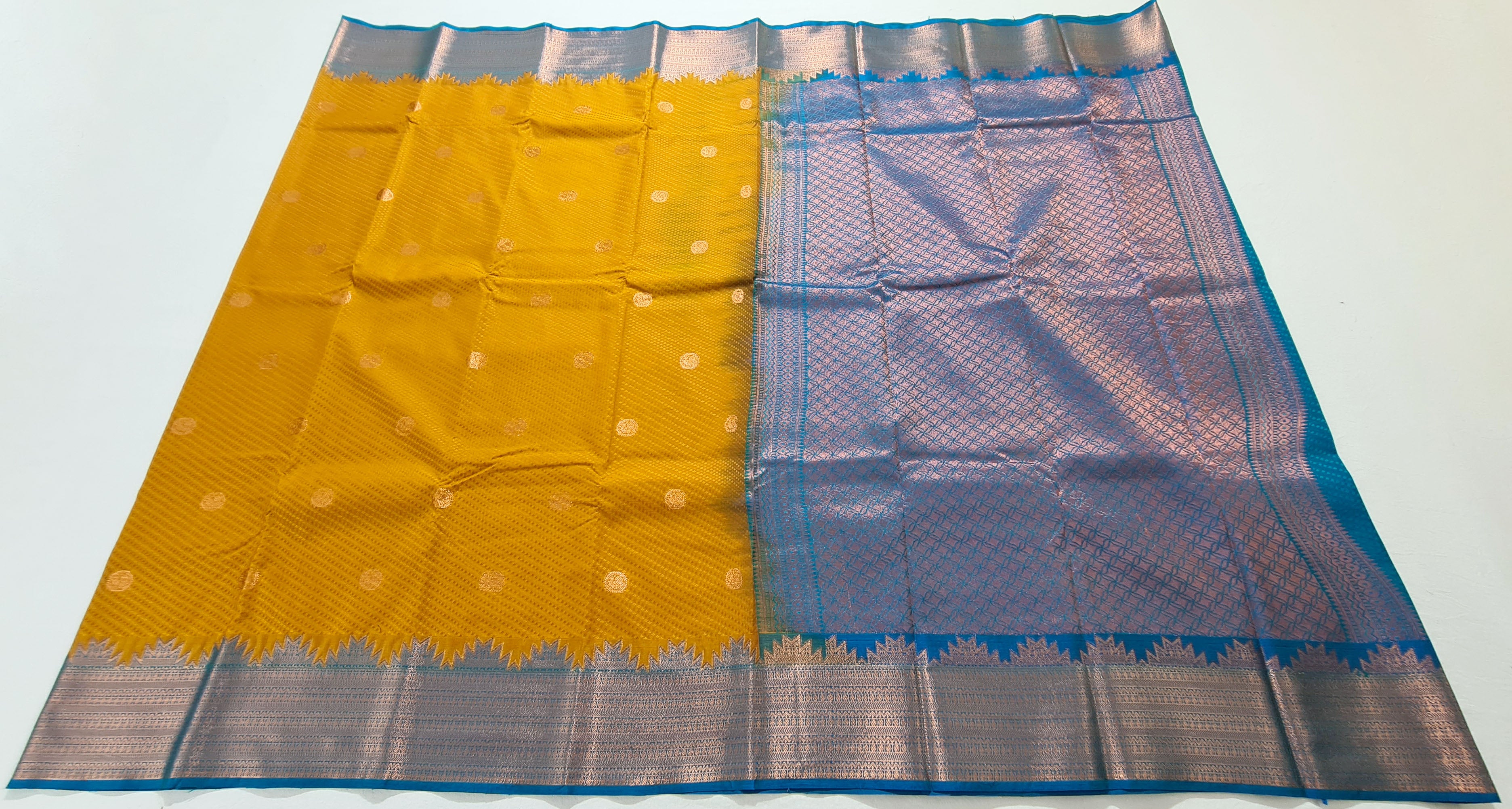 Kanchi Vegan Silk Saree With Contrast Blouse and Rich Jari Pallu