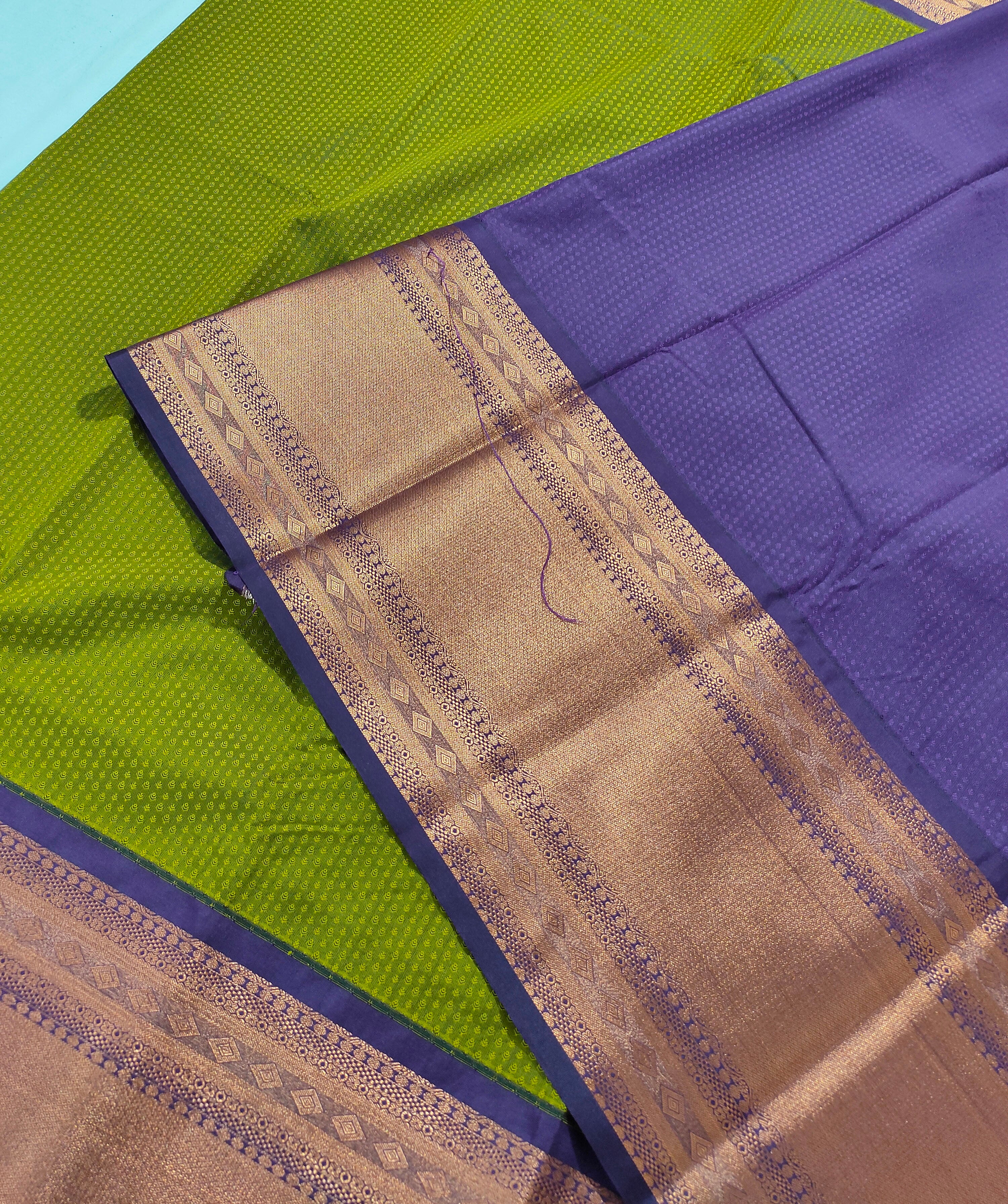 Kanchi Vegan Silk Saree With Contrast Blouse and Rich Jari Pallu