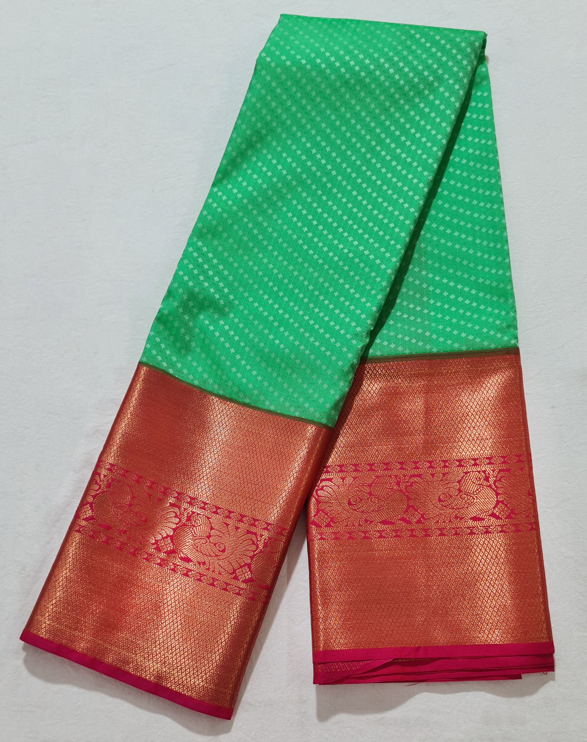 Kanchi Vegan Silk Saree With Contrast Blouse and Rich Jari Pallu