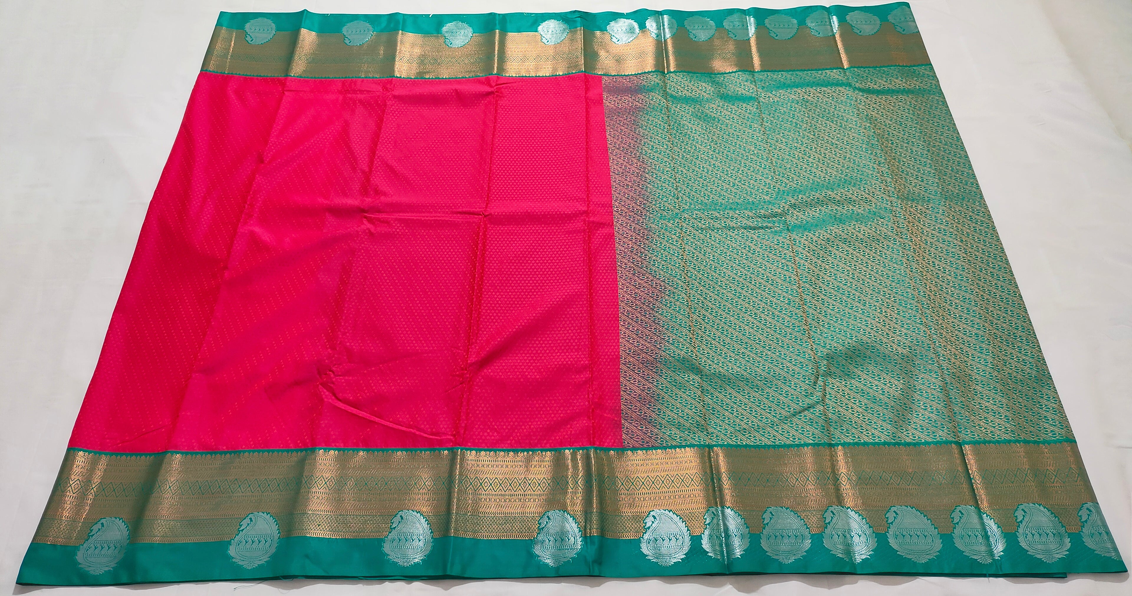 Kanchi Vegan Silk Saree with Contrast Blouse and Rich Jari Pallu