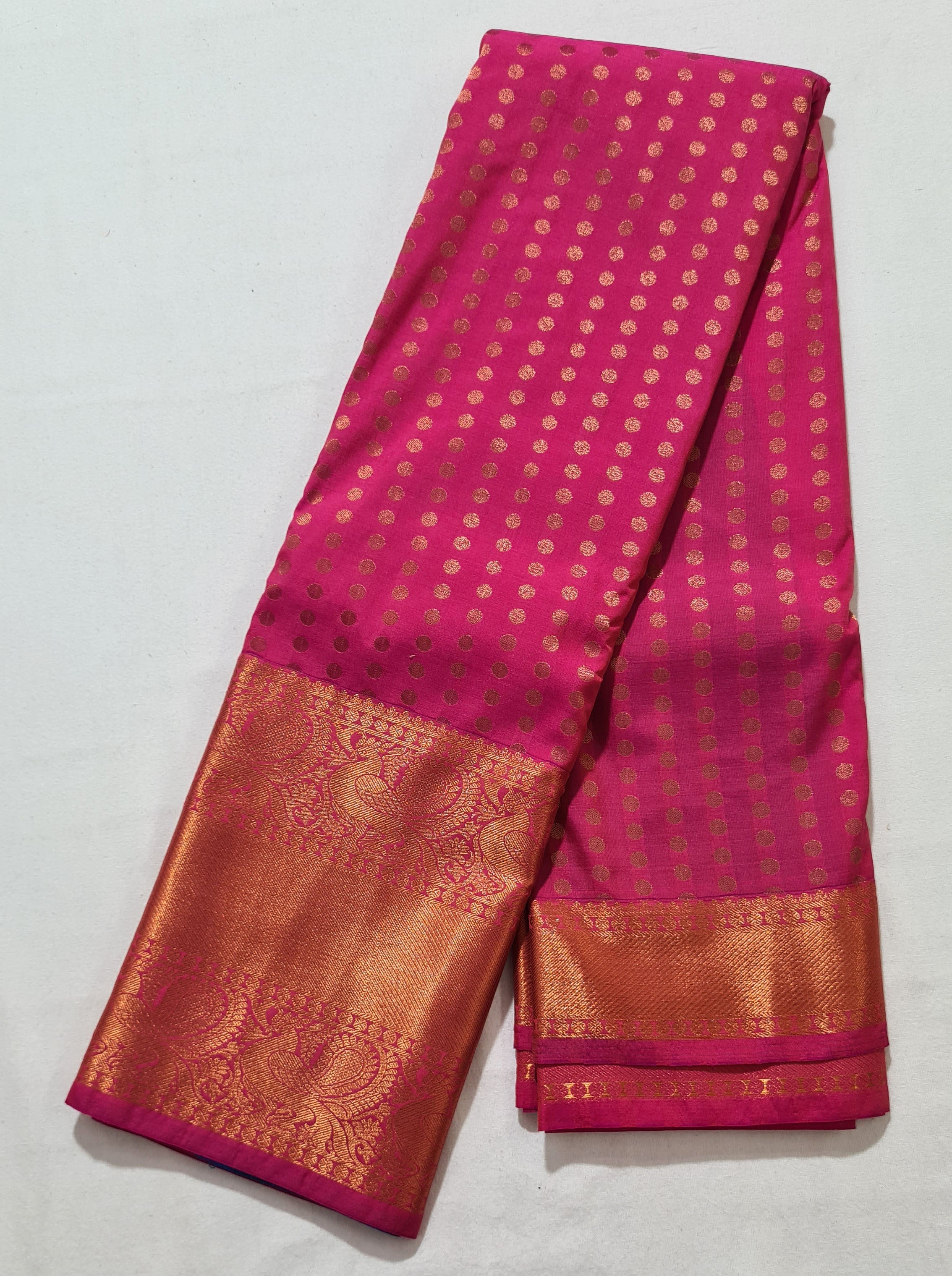 Kanchi Vegan Silk Saree With Contrast Blouse and Rich Jari Pallu