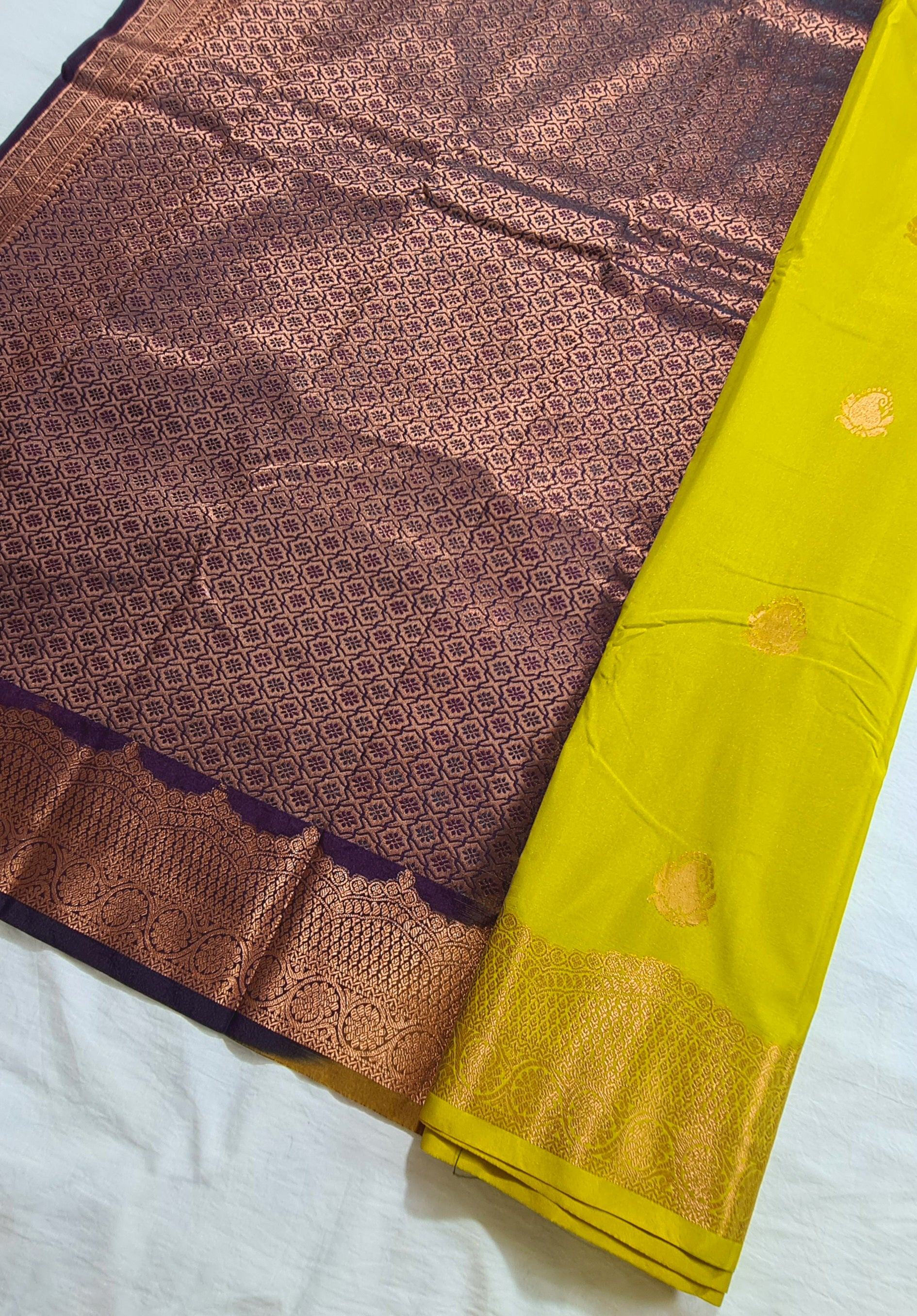 Kanchi Vegan Silk Saree With Contrast Blouse and Rich Jari Pallu