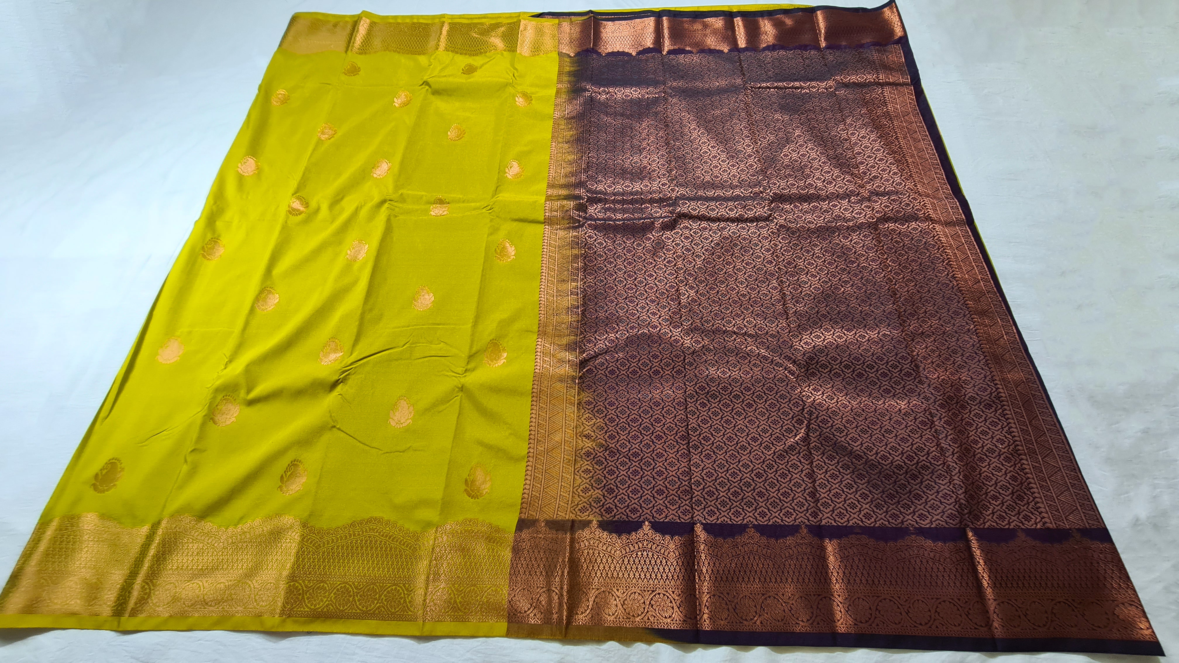 Kanchi Vegan Silk Saree With Contrast Blouse and Rich Jari Pallu
