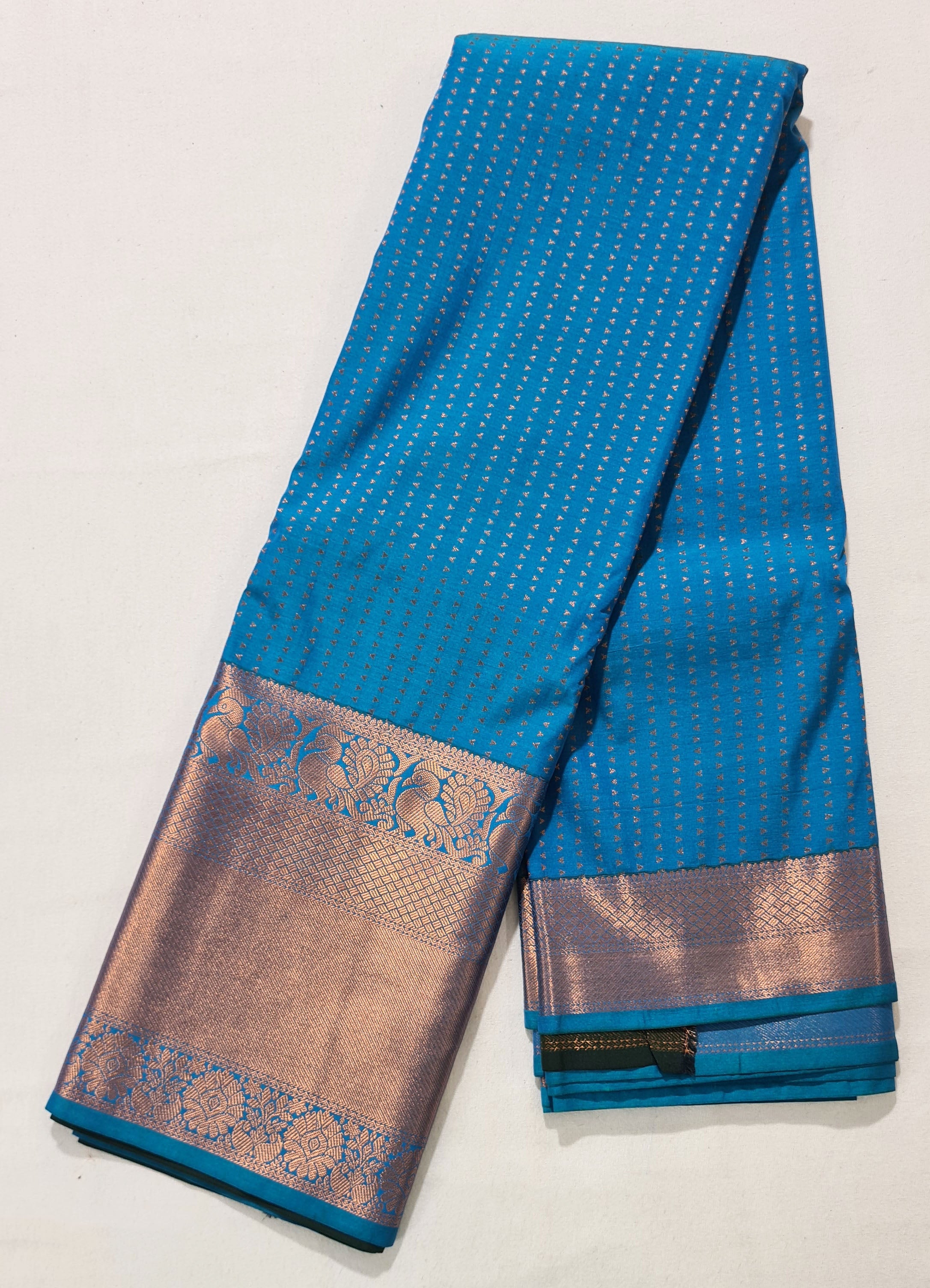 Kanchi Vegan Silk Saree With Contrast Blouse and Rich Jari Pallu