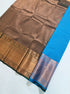 Kanchi Vegan Silk Saree With Contrast Blouse and Rich Jari Pallu