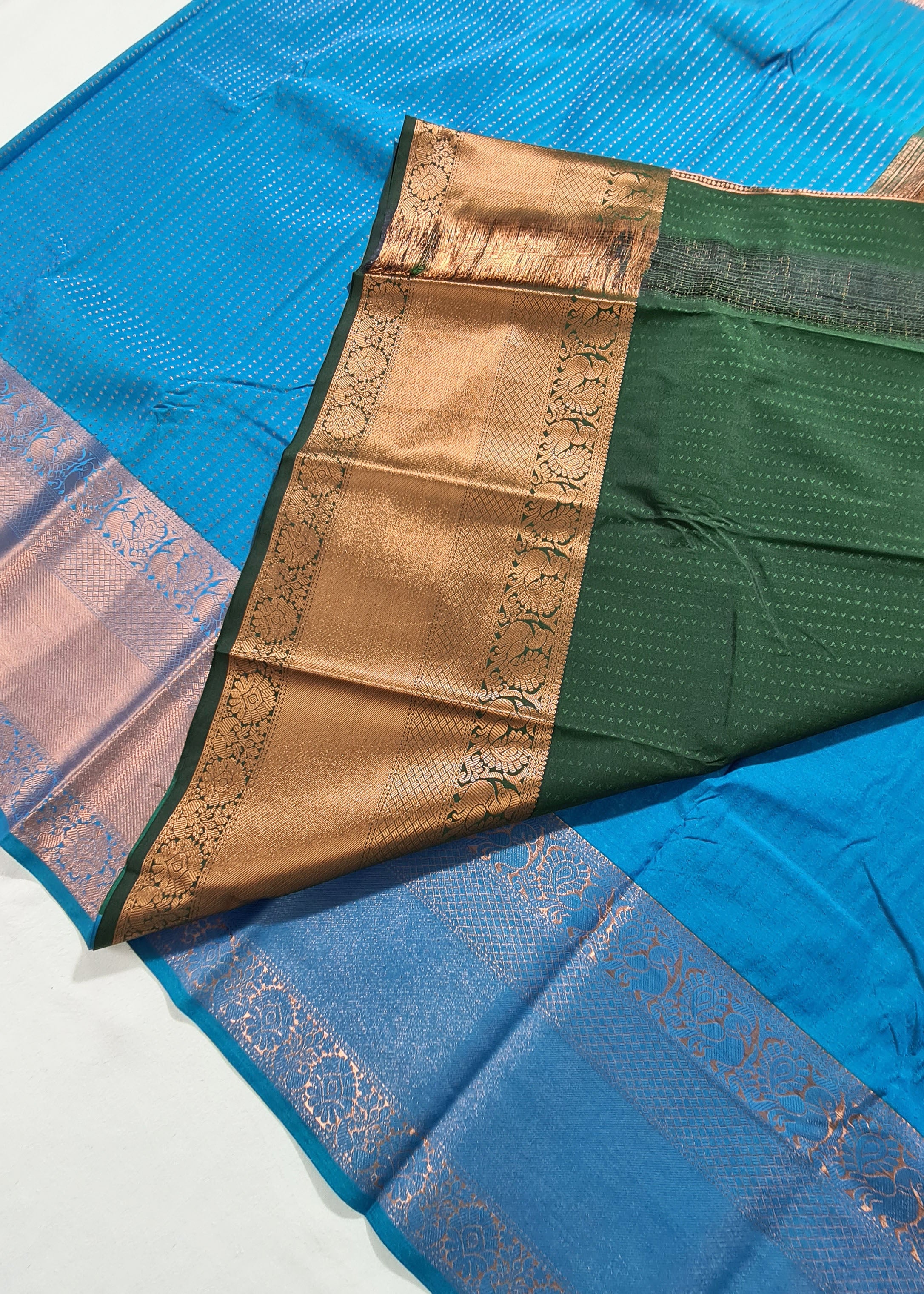 Kanchi Vegan Silk Saree With Contrast Blouse and Rich Jari Pallu