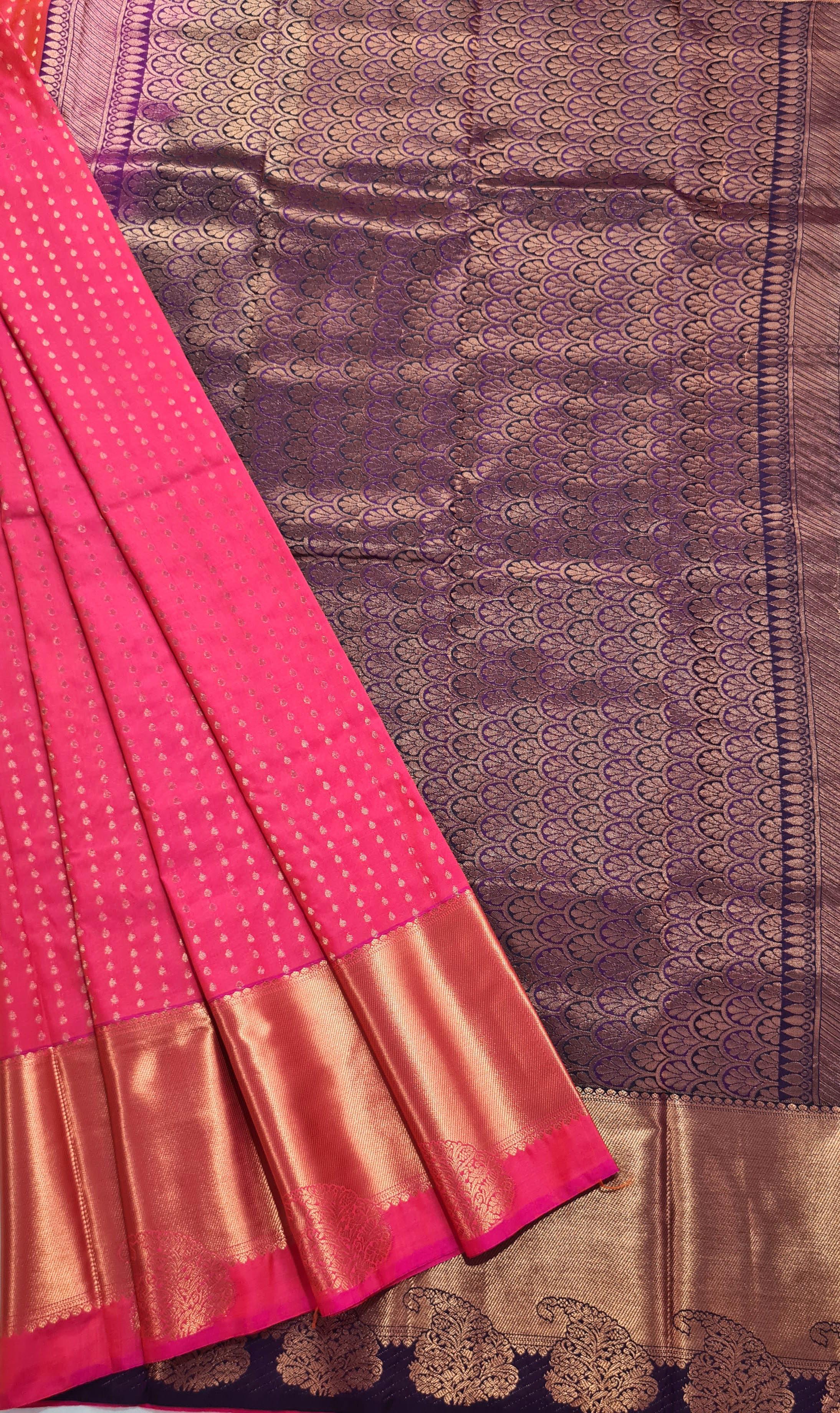 Kanchi Vegan Silk Saree With Contrast Blouse and Rich Jari Pallu
