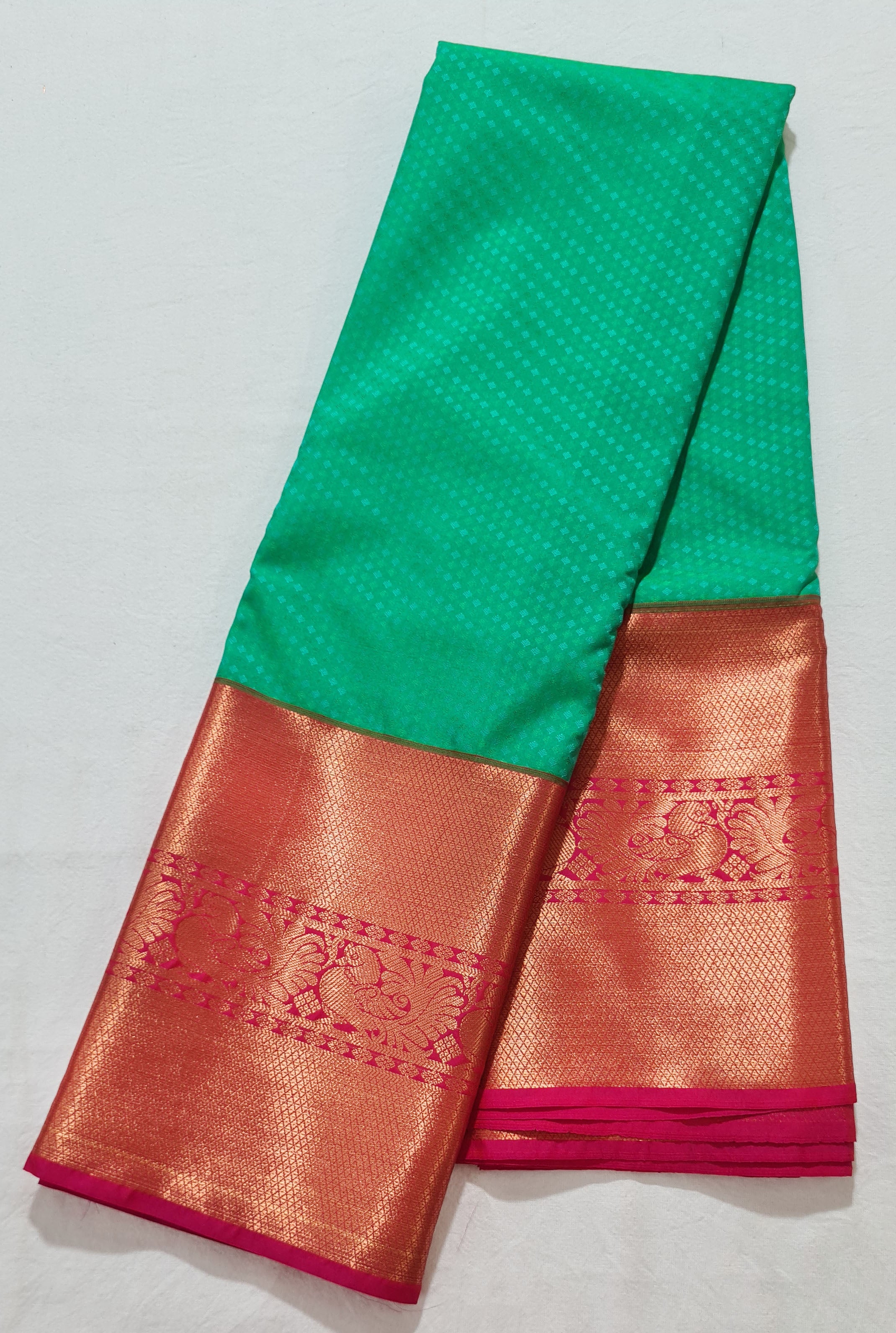 Kanchi Vegan Silk Saree With Contrast Blouse and Rich Jari Pallu