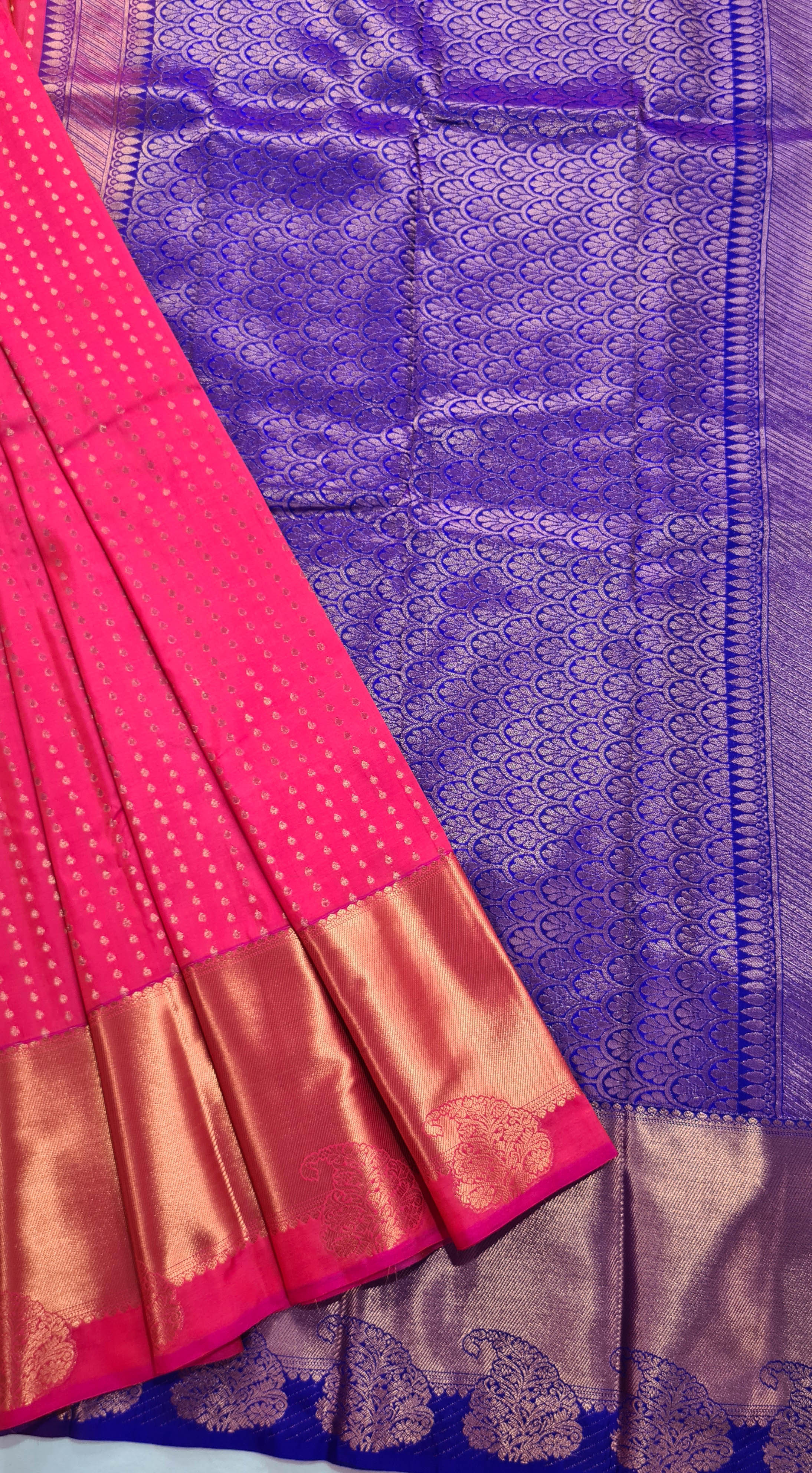 Kanchi Vegan Silk Saree With Contrast Blouse and Rich Jari Pallu