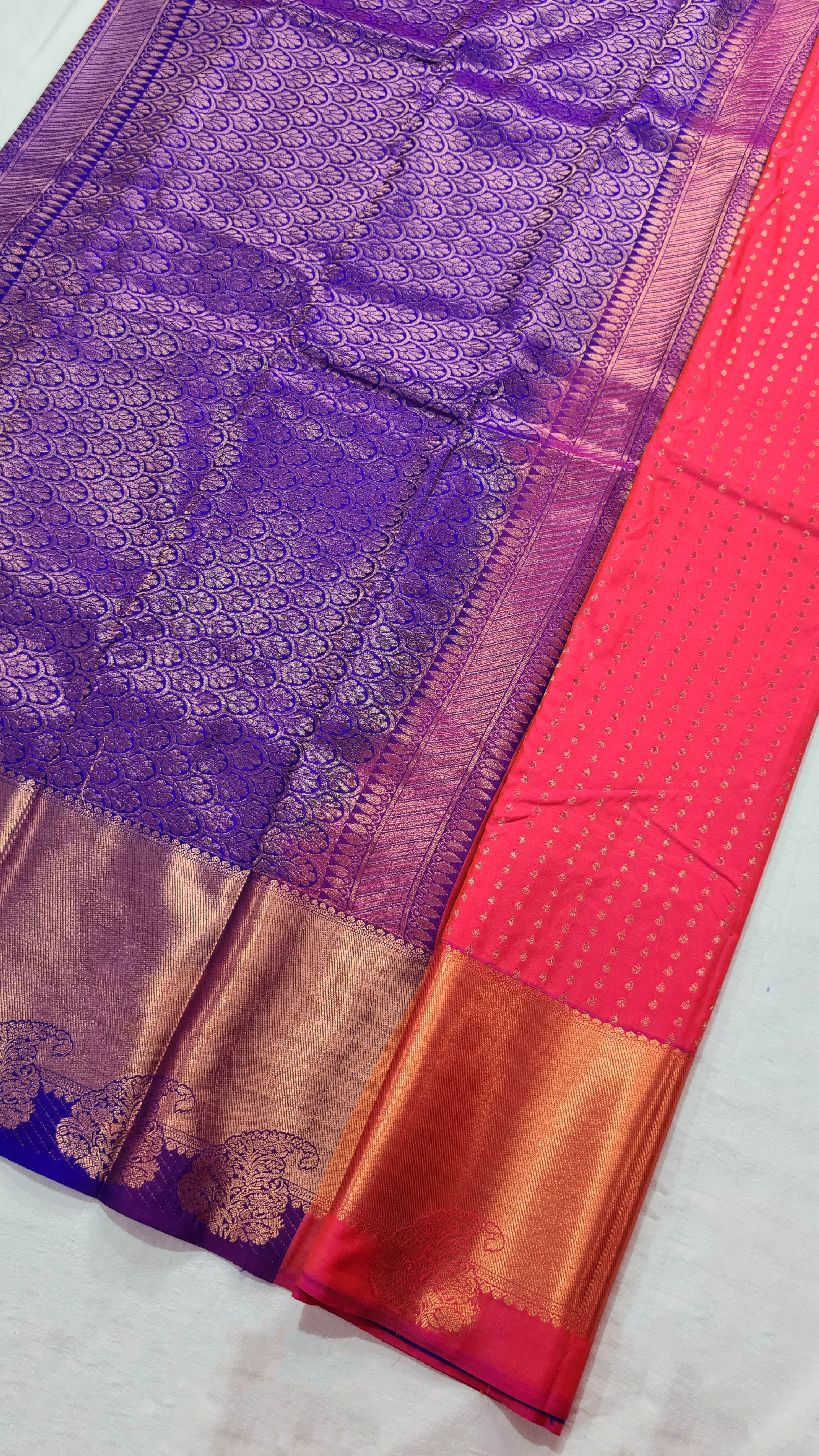 Kanchi Vegan Silk Saree With Contrast Blouse and Rich Jari Pallu
