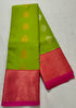Kanchi Vegan Silk Saree With Contrast Blouse and Rich Jari Pallu