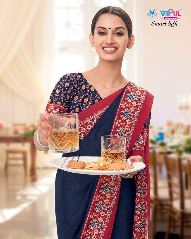 Vipul Presents Smart Silk Vol-2 Crape Printed Uniform style Sarees Collection