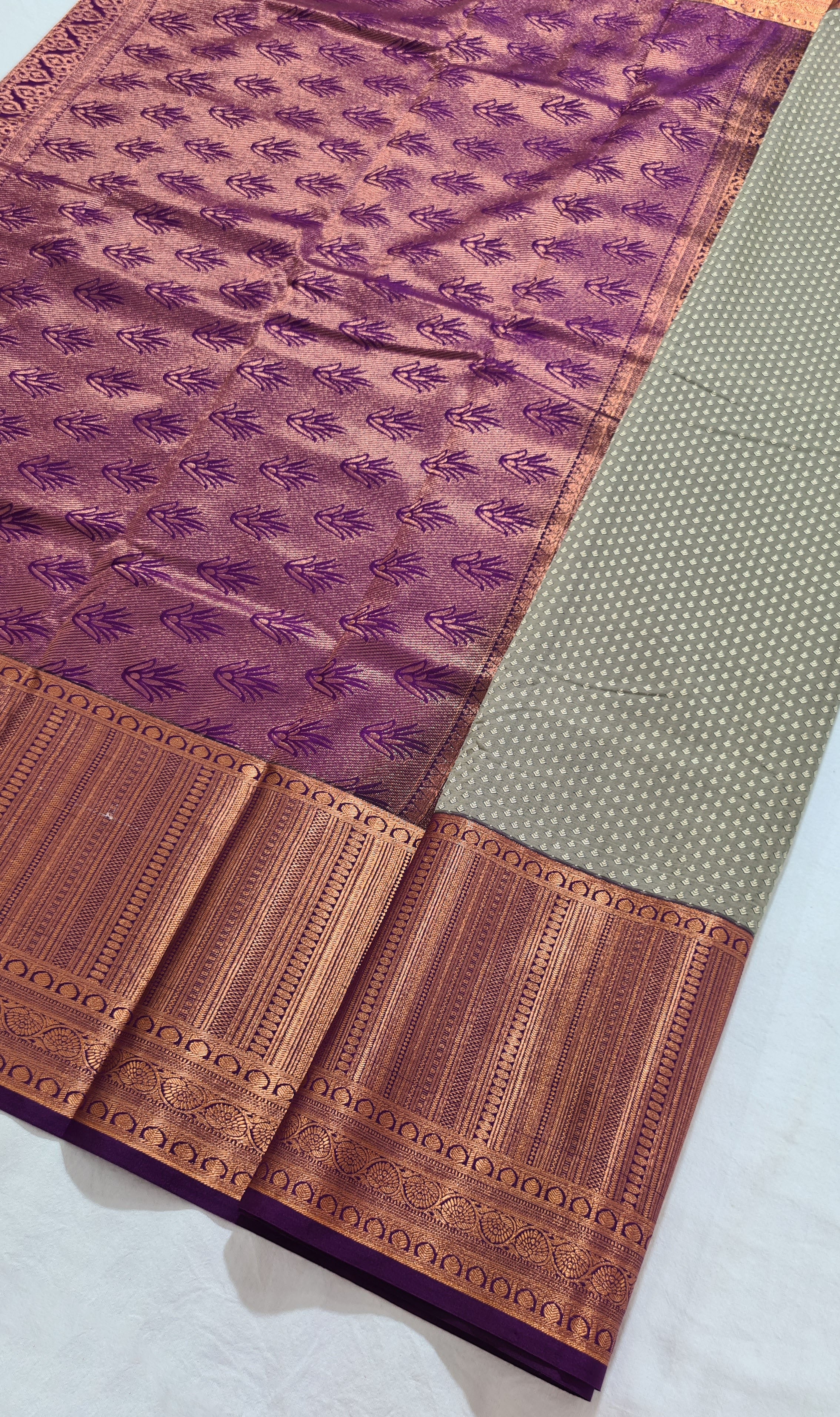 Kanchi Vegan Silk Saree With Contrast Blouse and Rich Jari Pallu