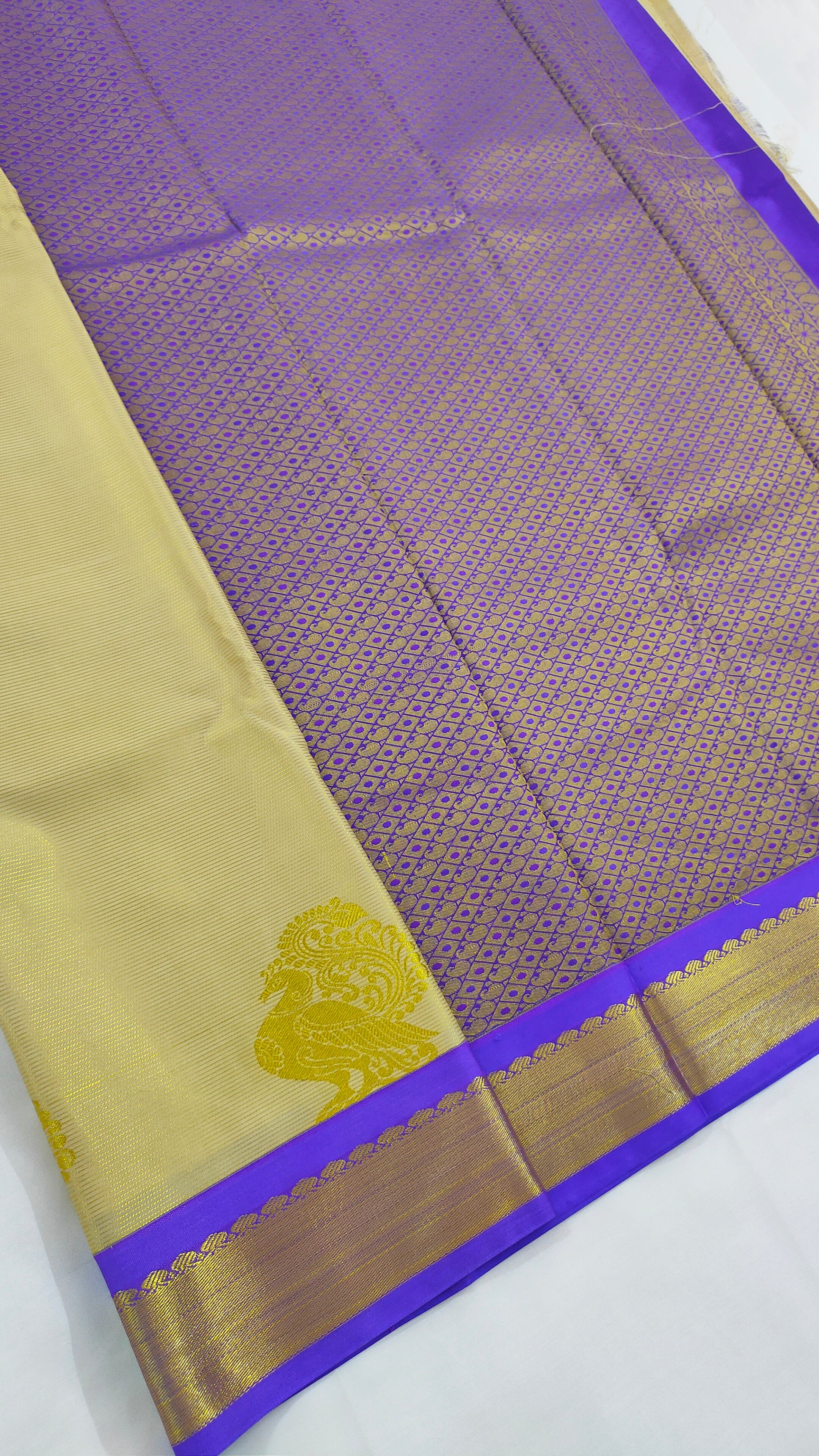 Kanchi Vegan Soft Silk Saree with Contrast Blouse and Rich Jari Pallu
