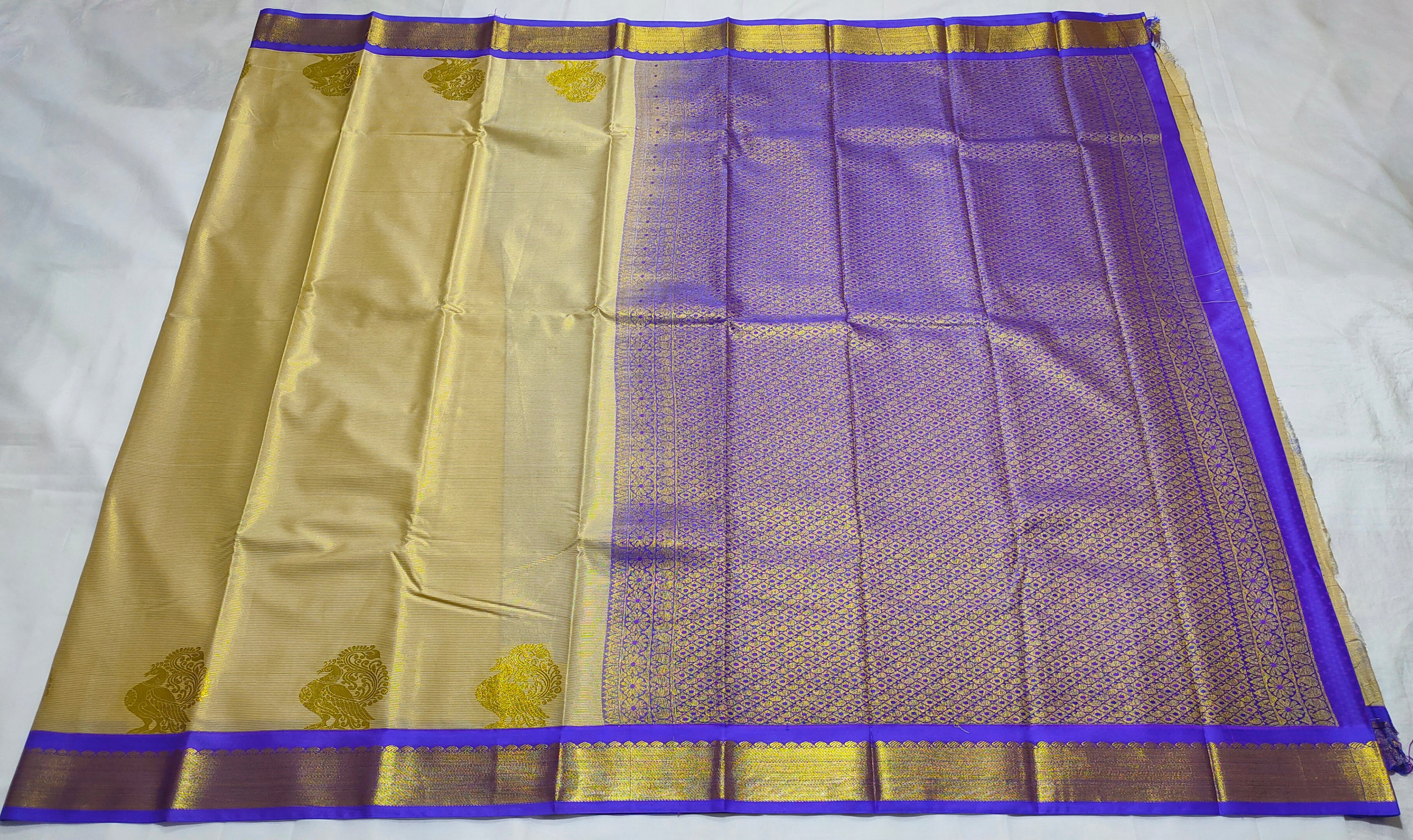 Kanchi Vegan Soft Silk Saree with Contrast Blouse and Rich Jari Pallu