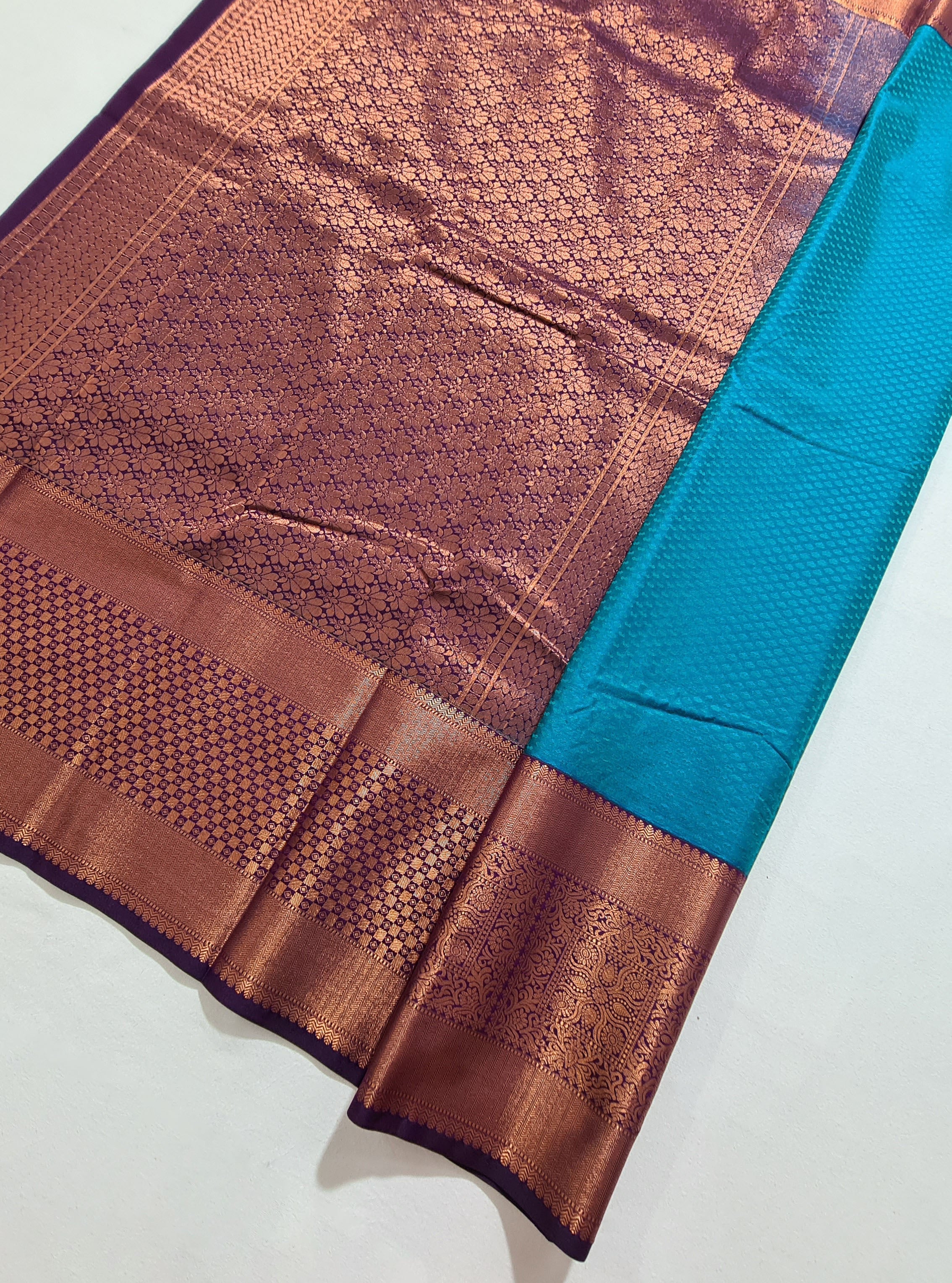 Kanchi Vegan Silk Saree With Contrast Blouse and Rich Jari Pallu