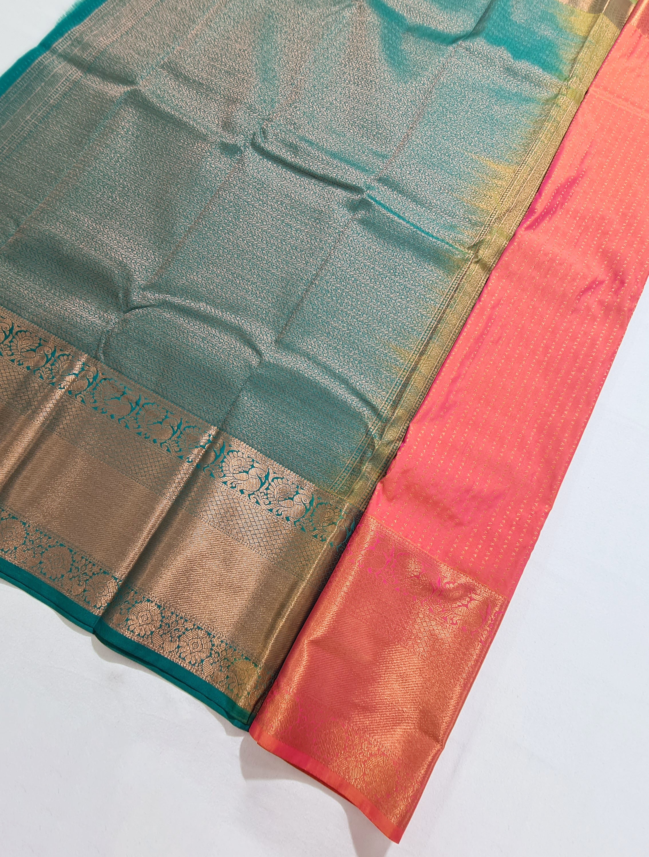 Kanchi Vegan Silk Saree With Contrast Blouse and Rich Jari Pallu