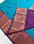 Kanchi Vegan Silk Saree With Contrast Blouse and Rich Jari Pallu